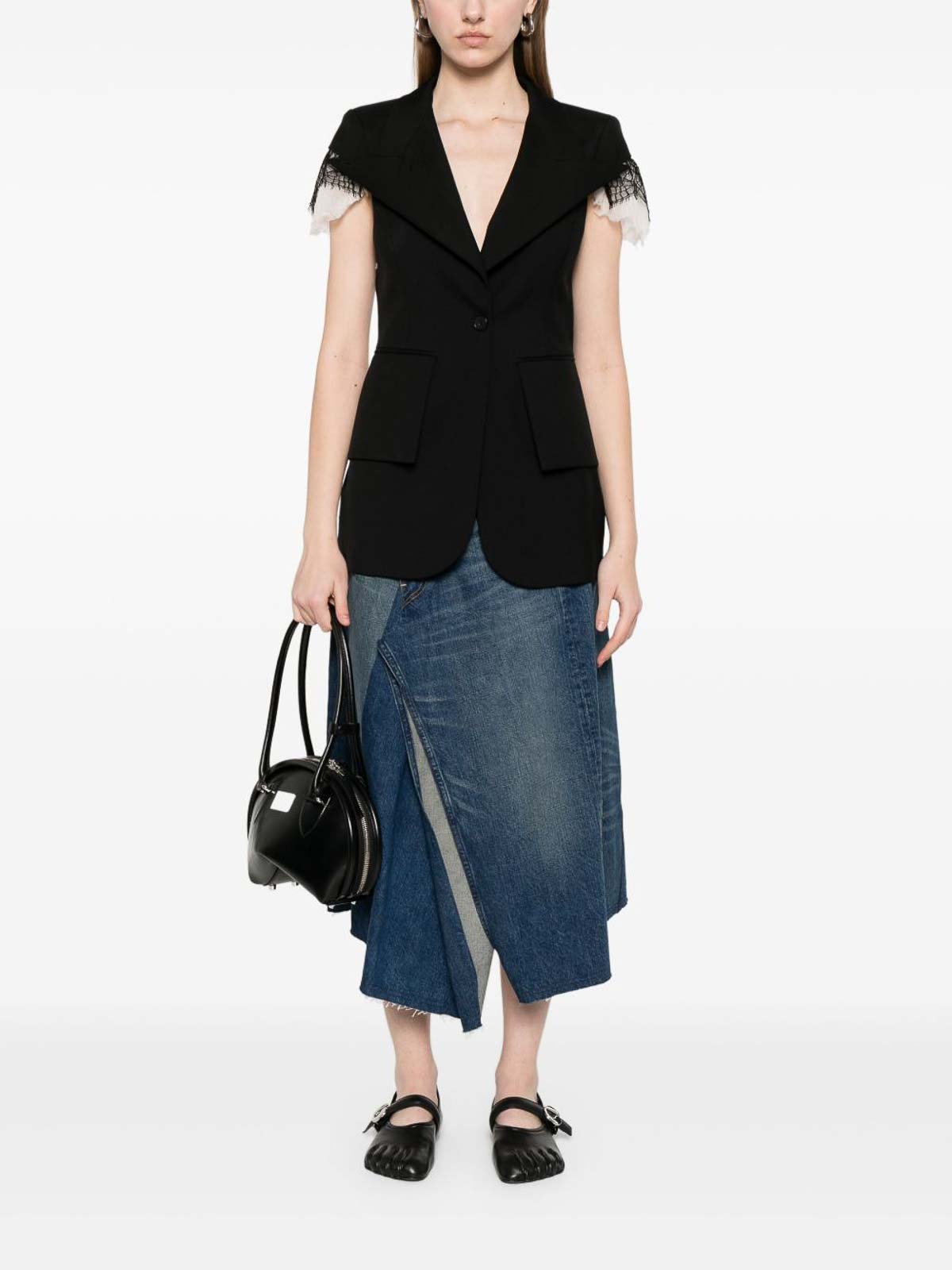 Junya Watanabe Denim Asymmetric Skirt In Blue