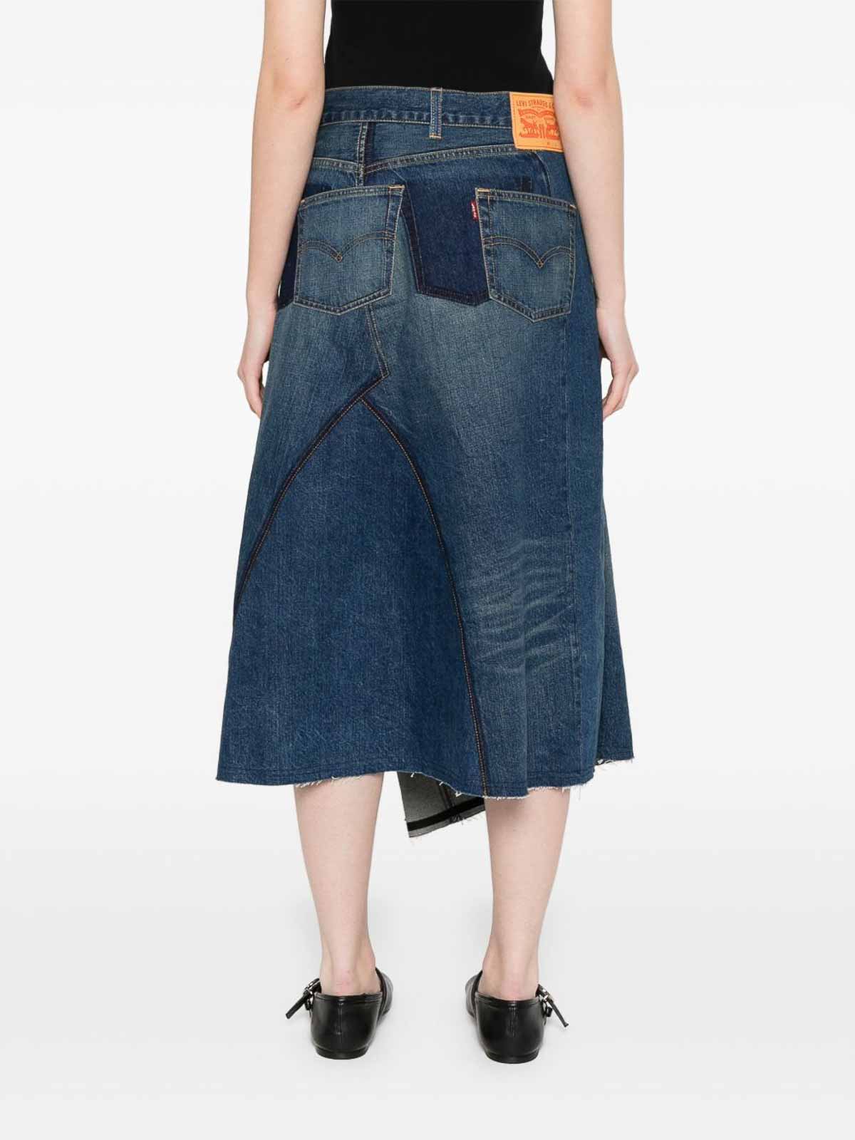 Junya Watanabe Denim Asymmetric Skirt In Blue