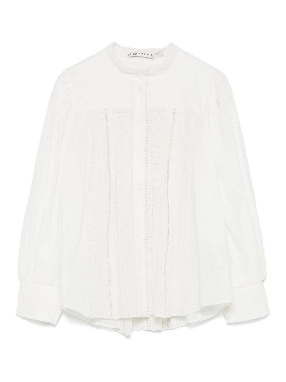 Alice And Olivia Cora Cotton Blouse In White