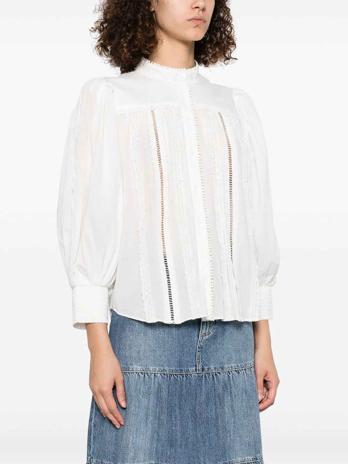 Alice And Olivia Cora Cotton Blouse In White