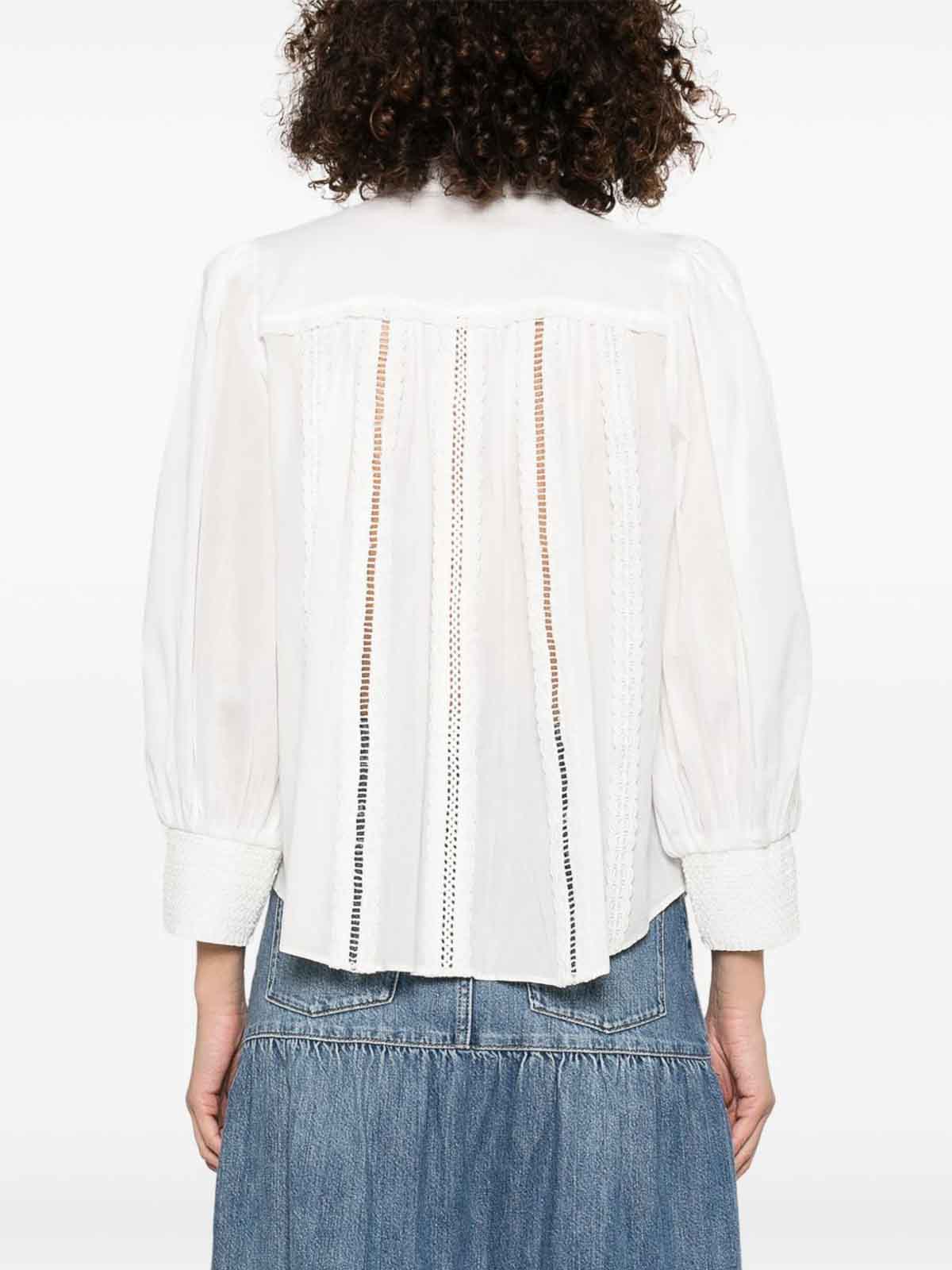Alice And Olivia Cora Cotton Blouse In White
