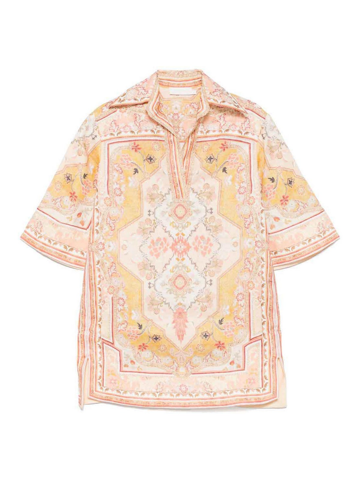 Zimmermann Wylie Printed Linen Tunic In Sand