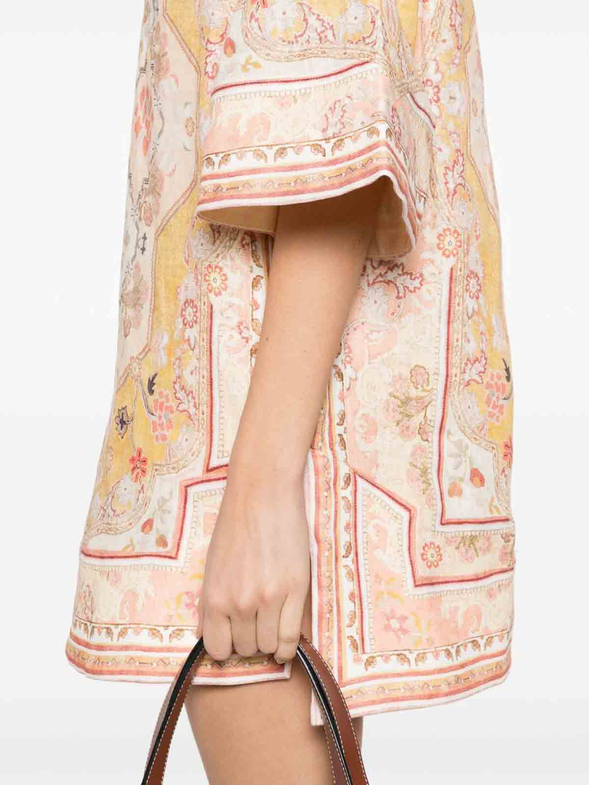 Zimmermann Wylie Printed Linen Tunic In Sand