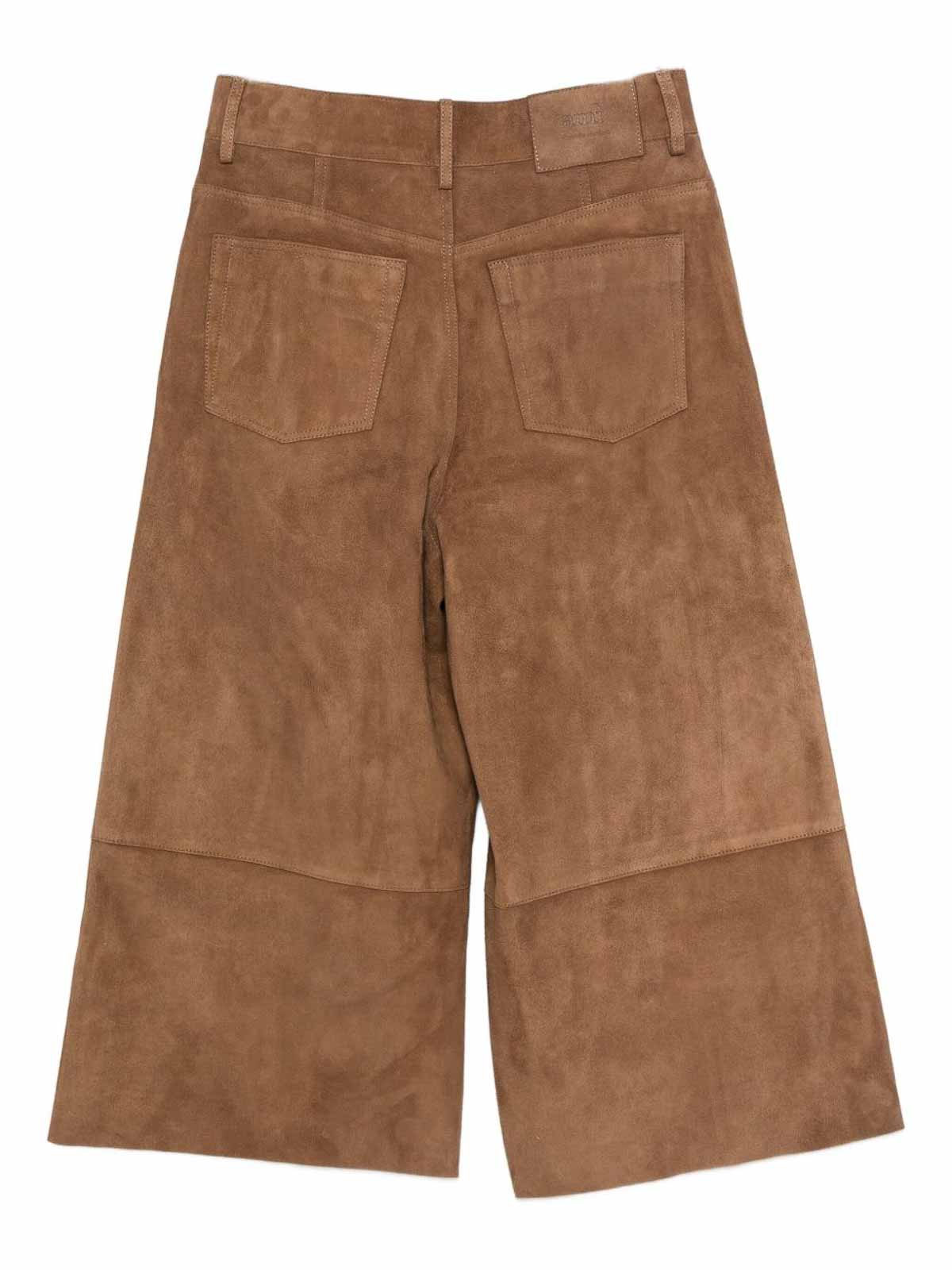 Ami Alexandre Mattiussi Suede Leather Trousers In Brown