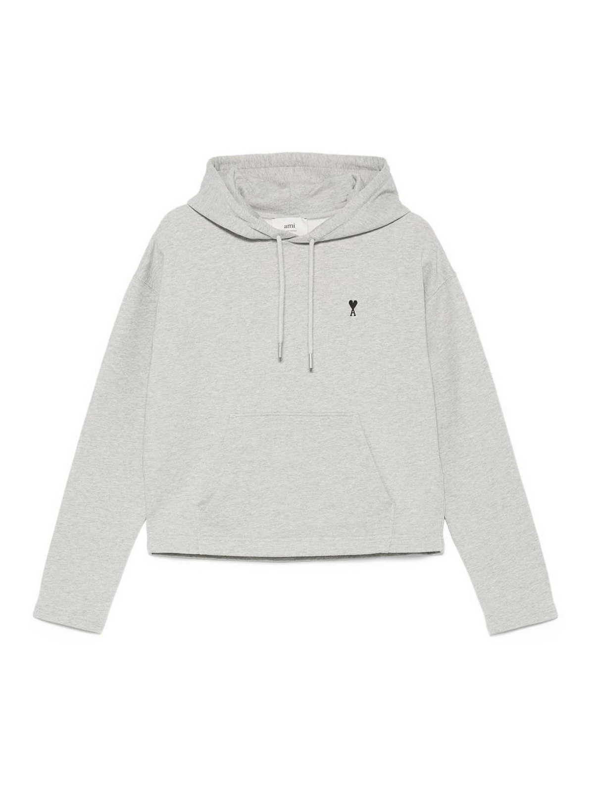 Ami Alexandre Mattiussi Ami De Coeur Cotton Hoodie In Gray