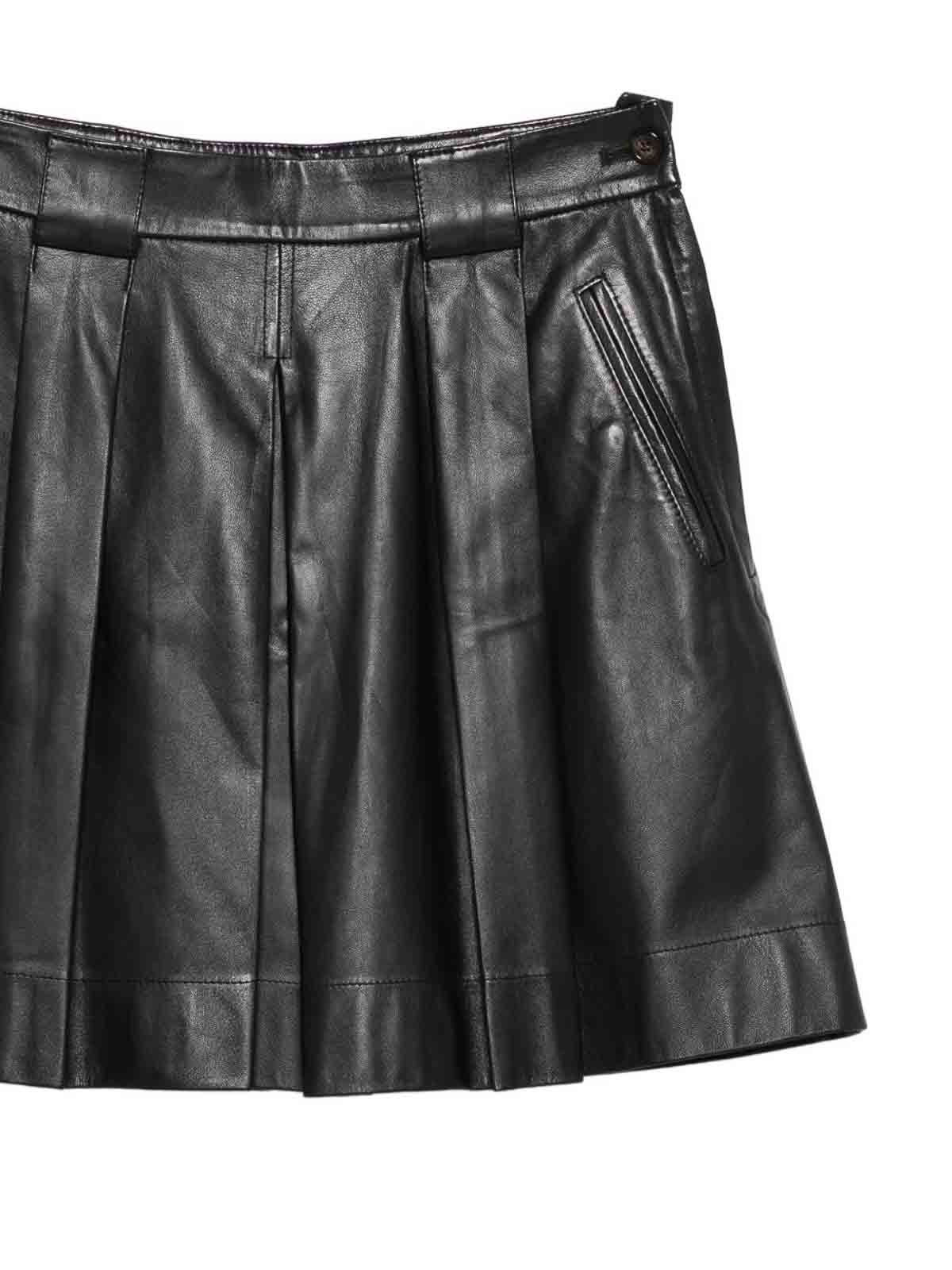 Emporio Armani Leather Skirt In Black