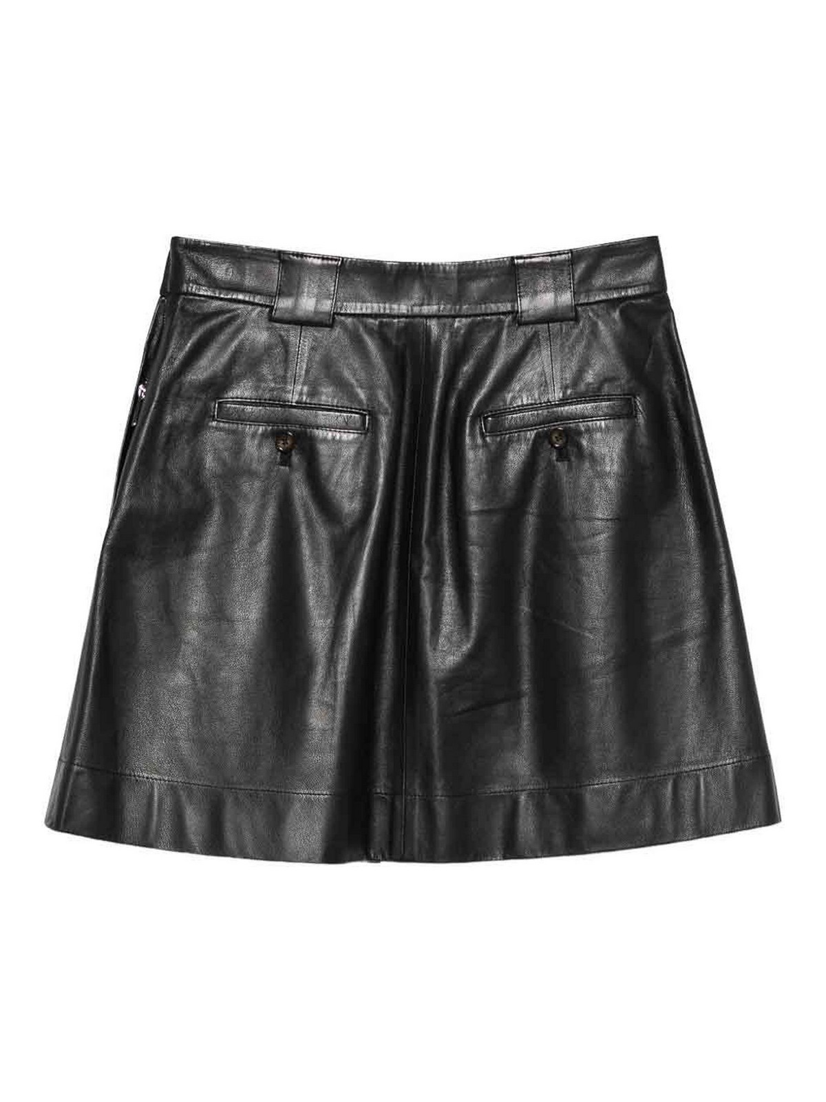Emporio Armani Leather Skirt In Black