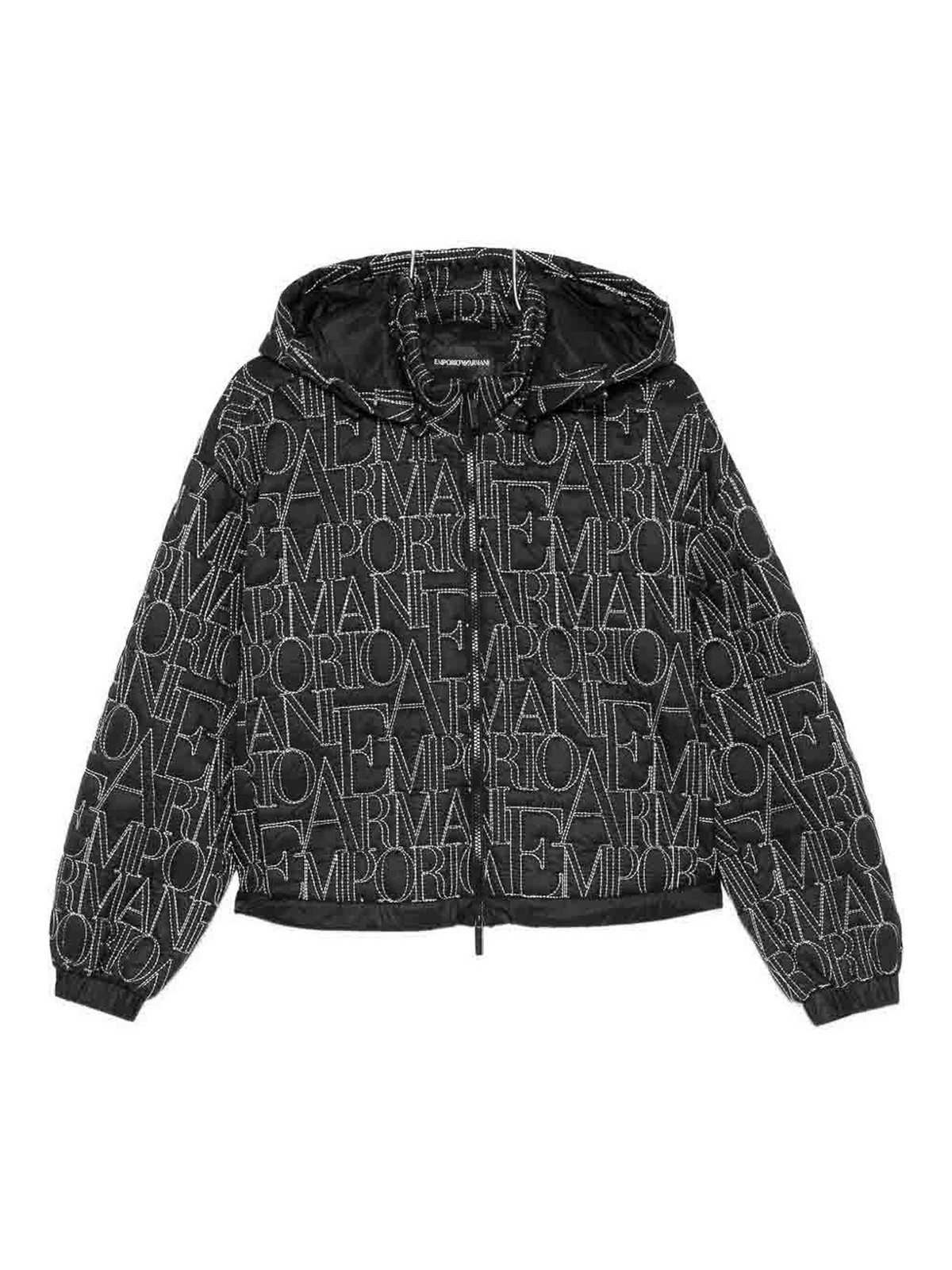 Emporio Armani Allover Logo Nylon Blouson Jacket In Black