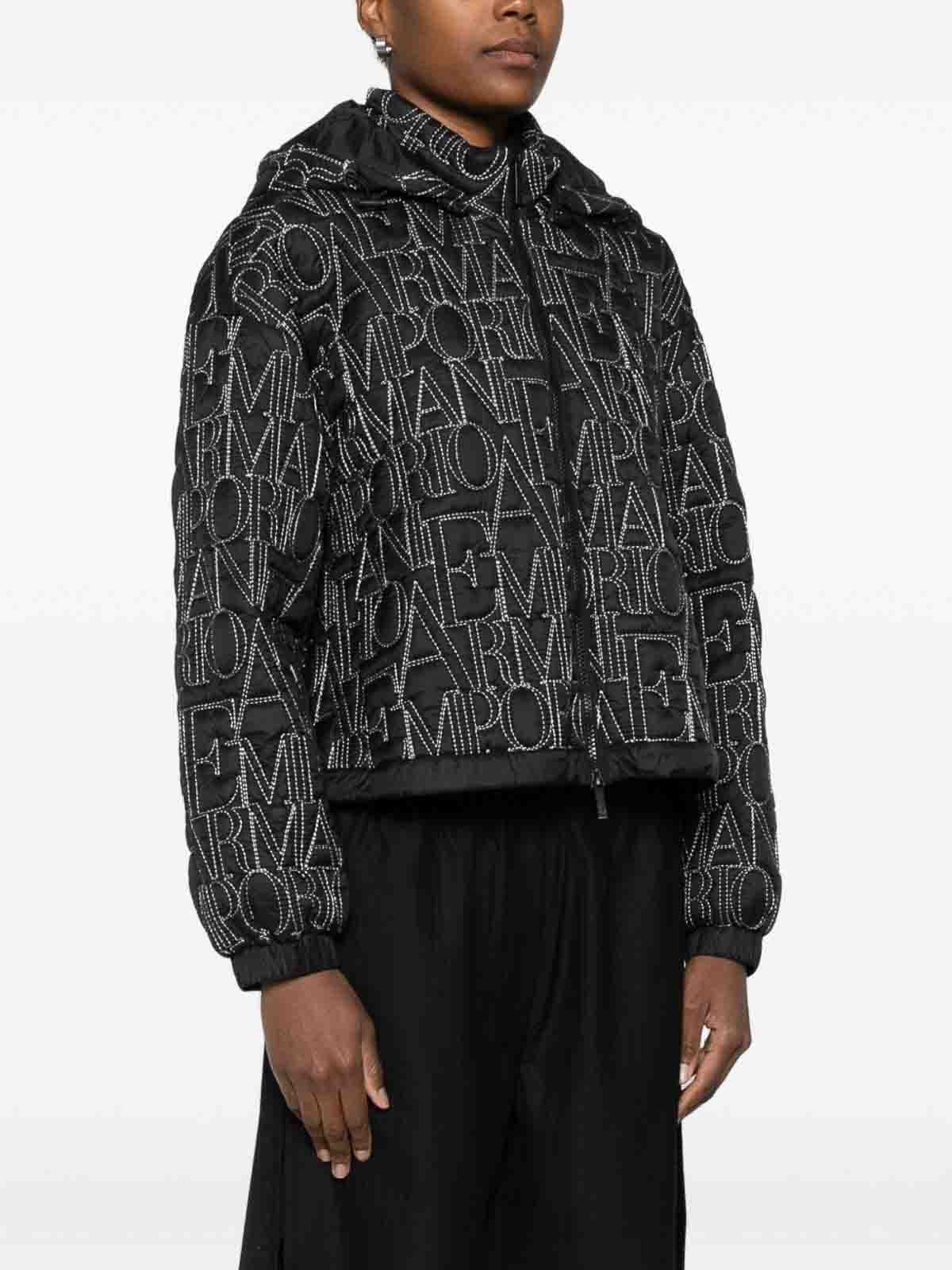 Emporio Armani Allover Logo Nylon Blouson Jacket In Black