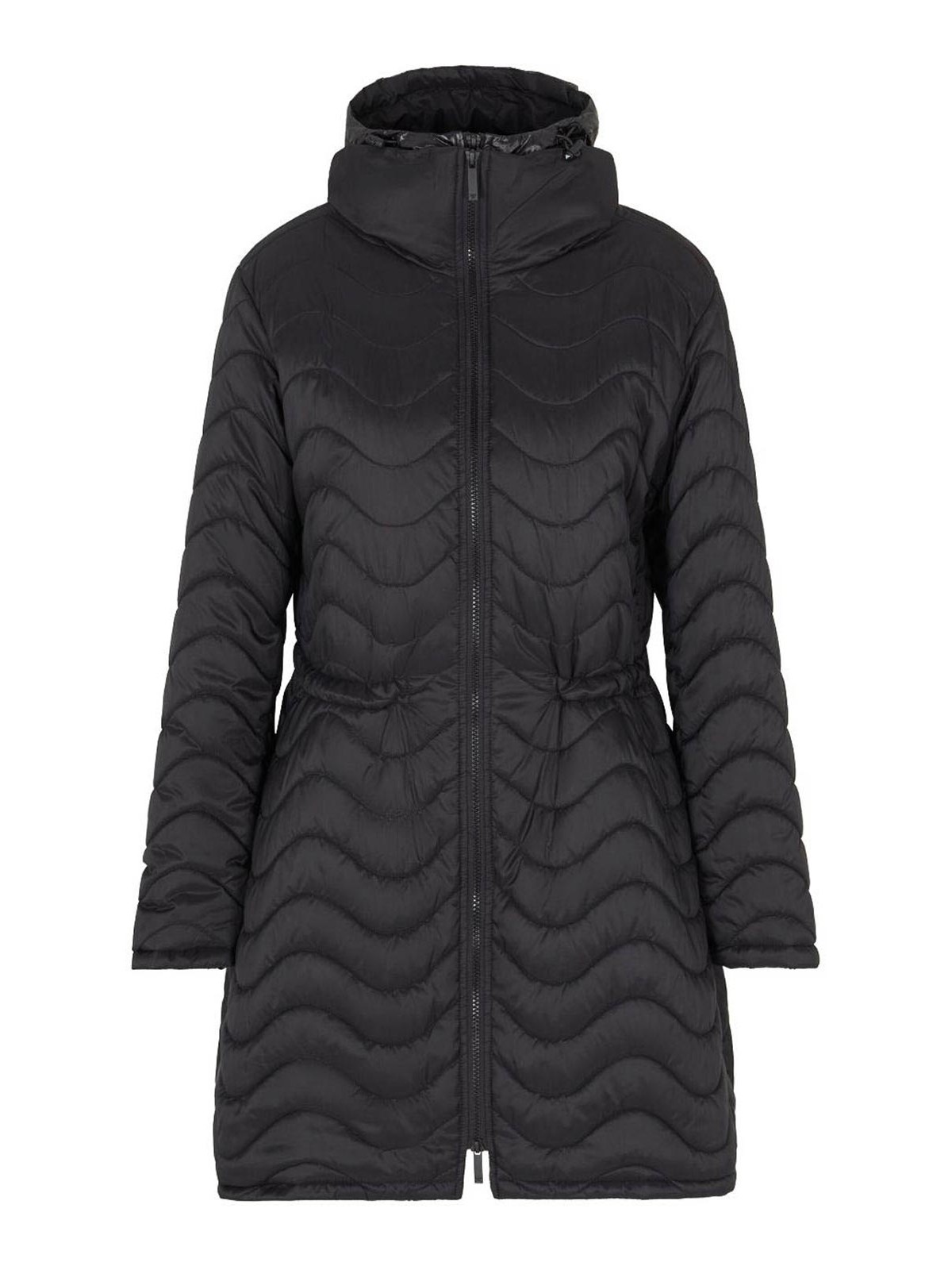Emporio Armani Nylon Midi Down Jacket In Black