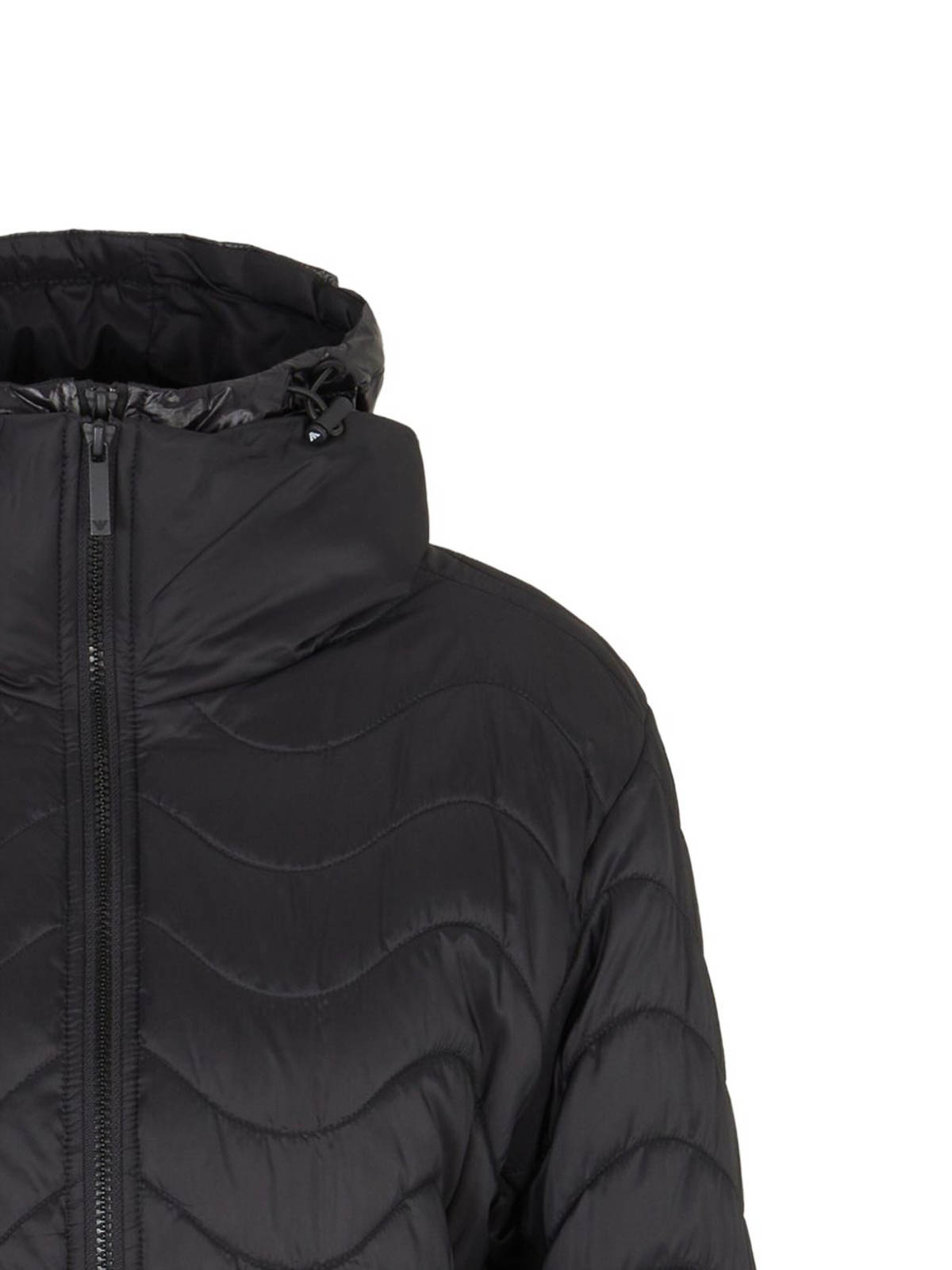 Emporio Armani Nylon Midi Down Jacket In Black