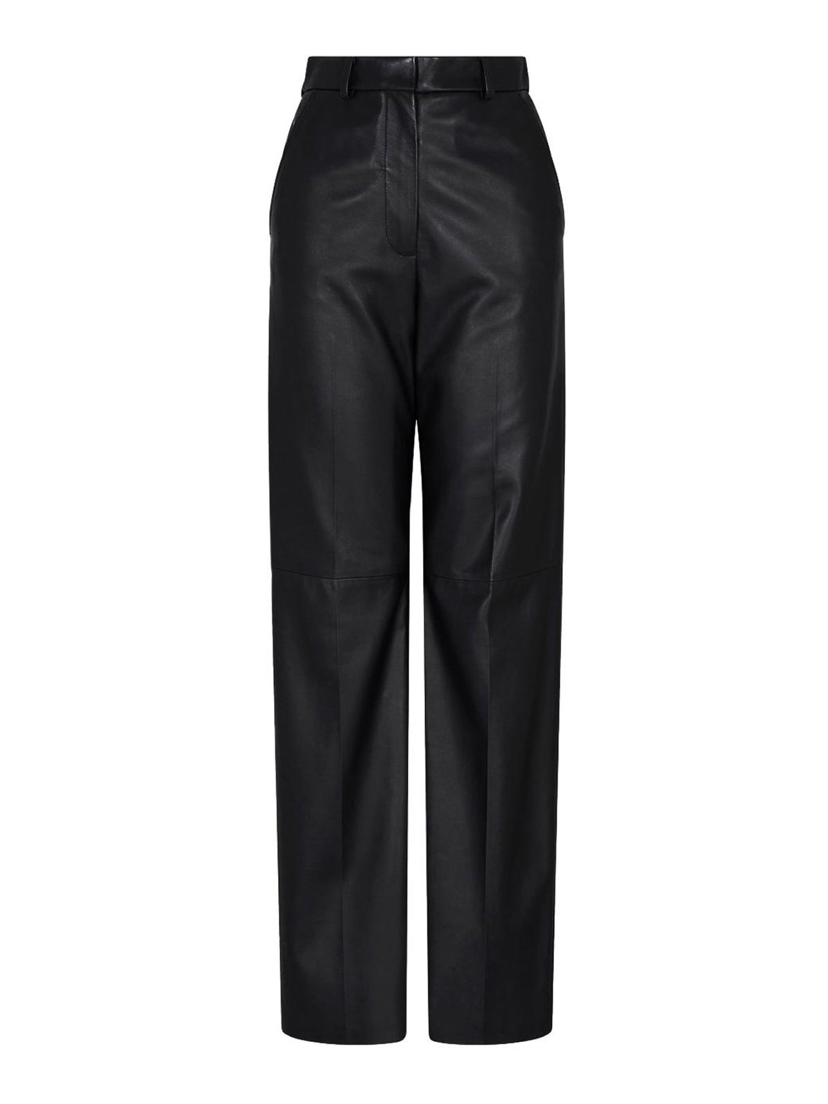 Emporio Armani Leather Trousers In Black