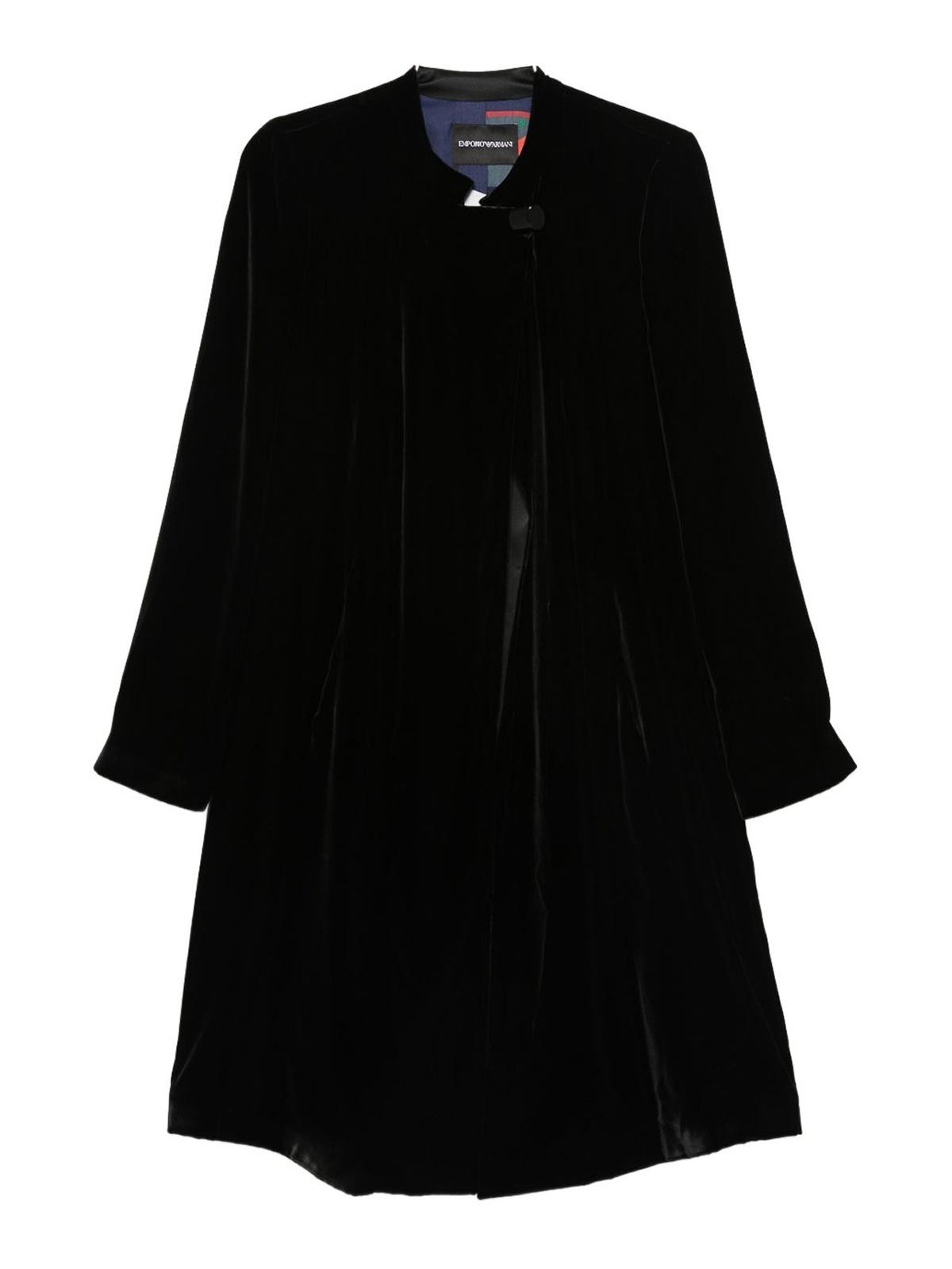 Emporio Armani Leather Coat In Black