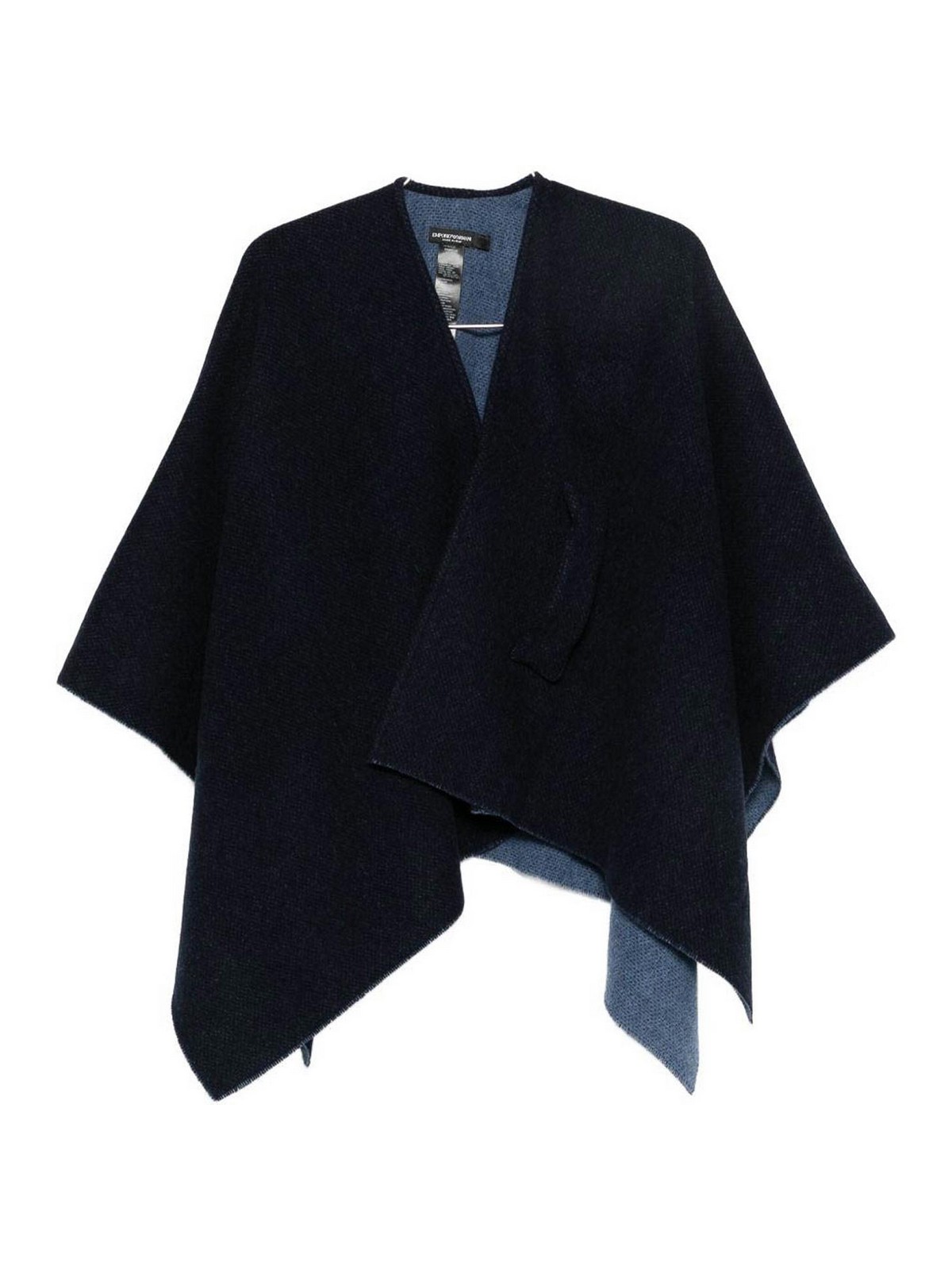 Emporio Armani Wool Cape In Blue