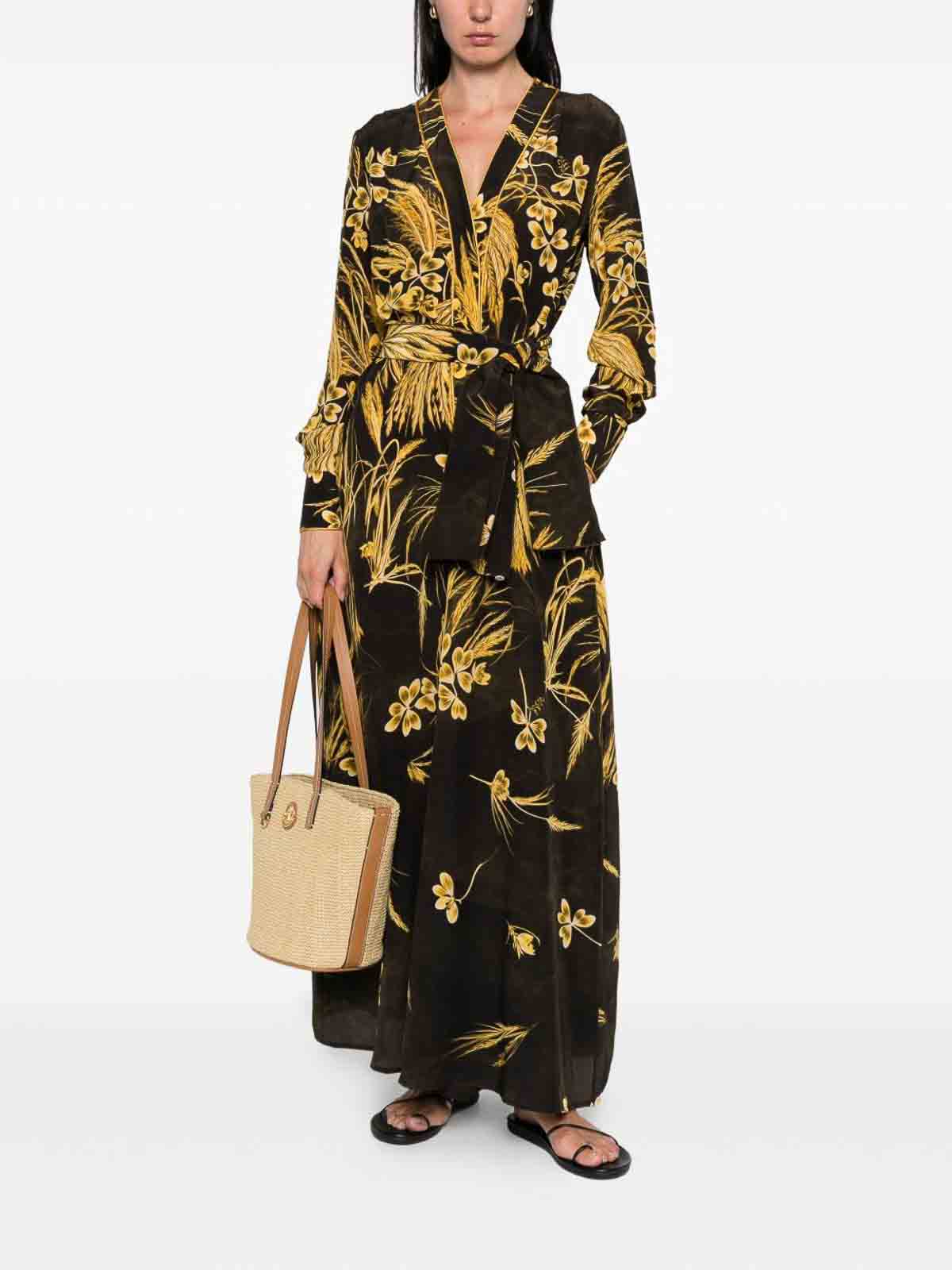 F.r.s For Restless Sleepers Silk Blend Printed Maxi Dress In Yellow