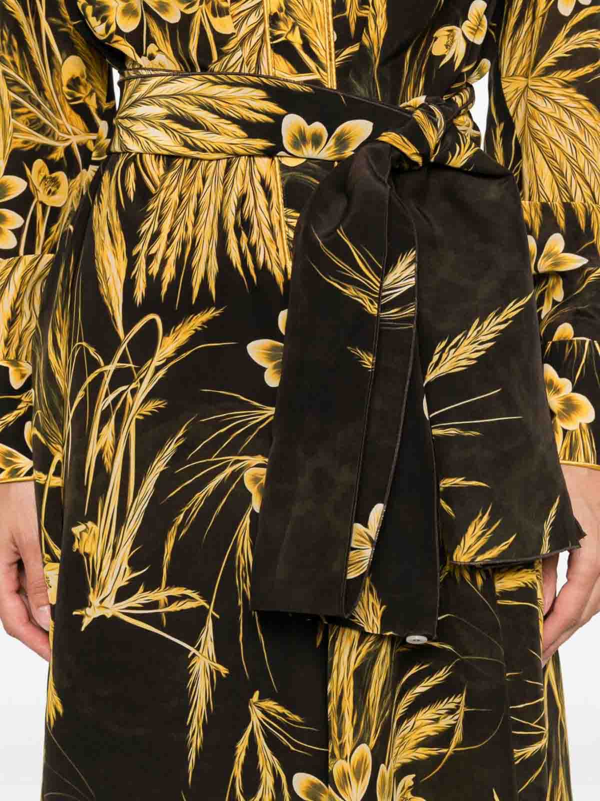 F.r.s For Restless Sleepers Silk Blend Printed Maxi Dress In Yellow