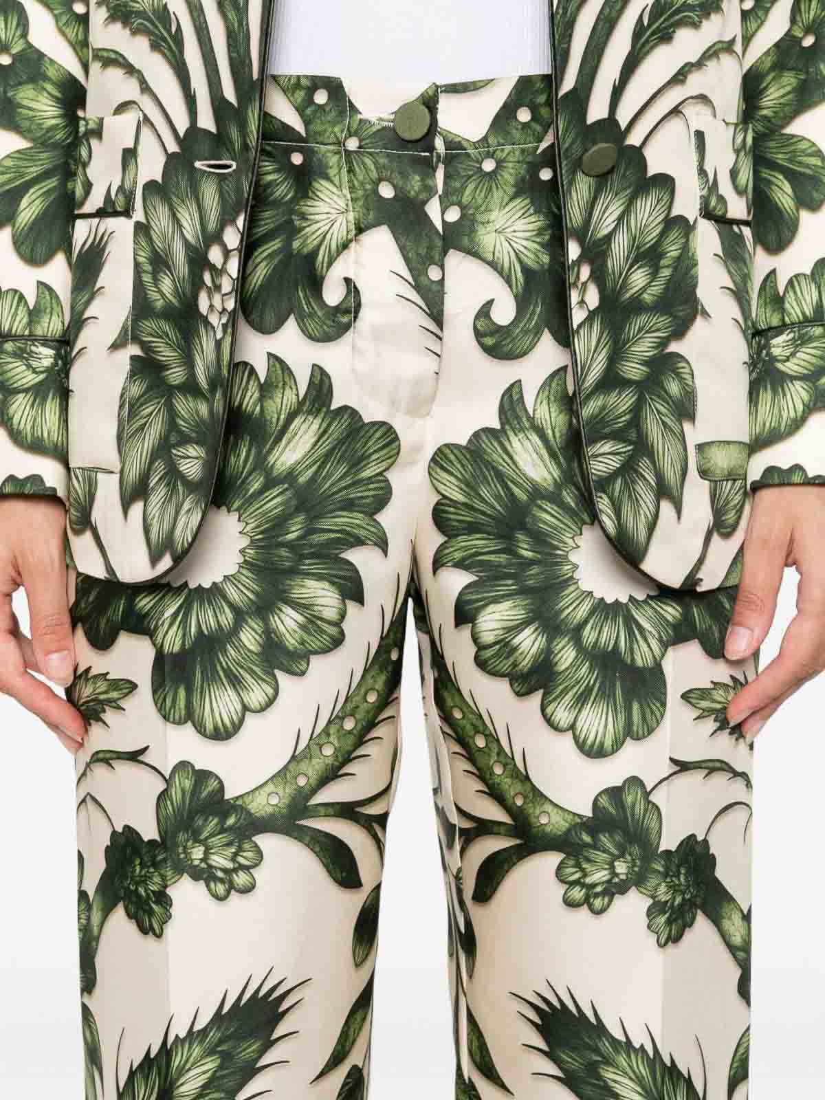 F.r.s For Restless Sleepers Printed Silk Trousers In Green
