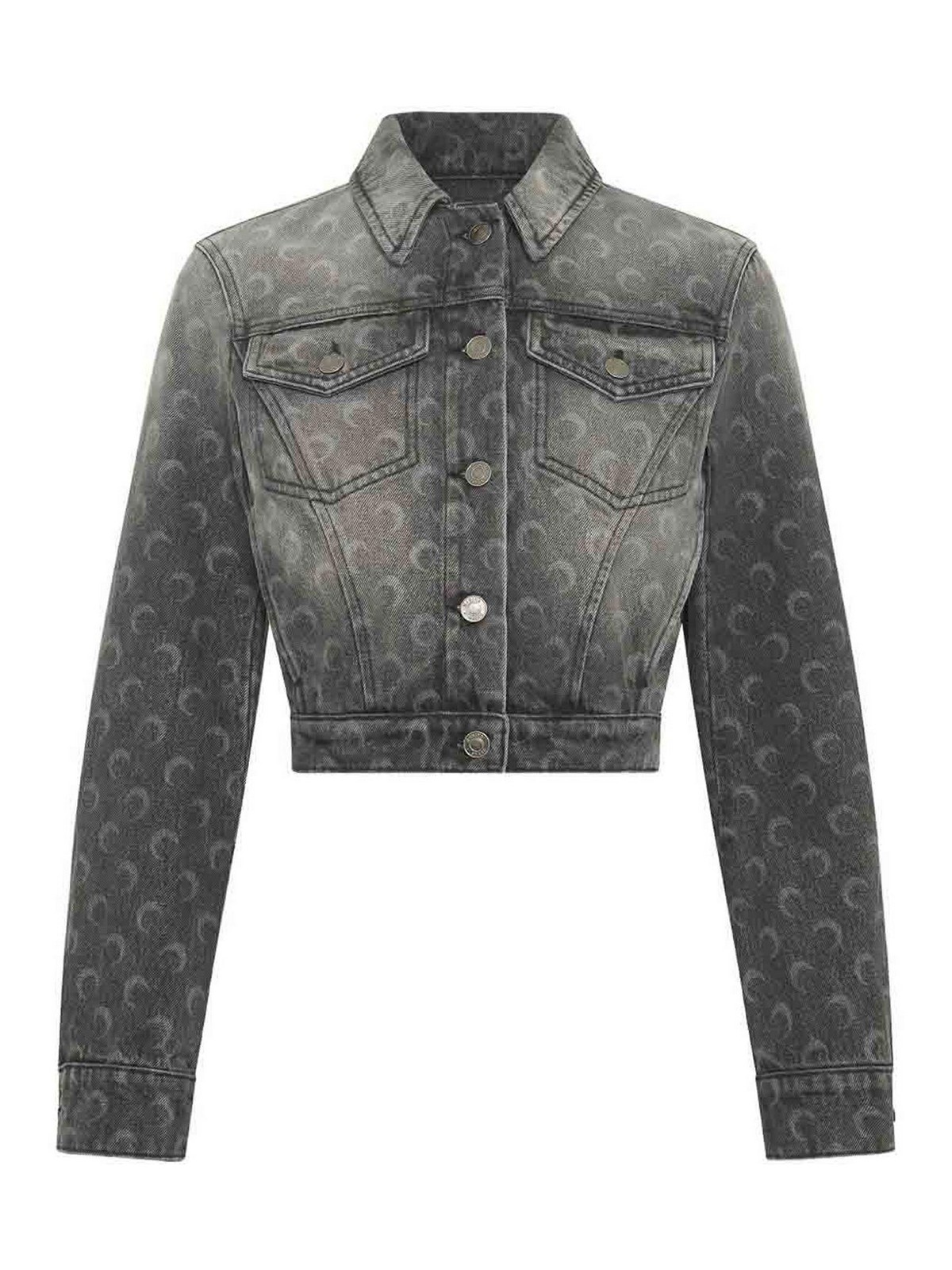 Marine Serre Moon Denim Jacket In Gray