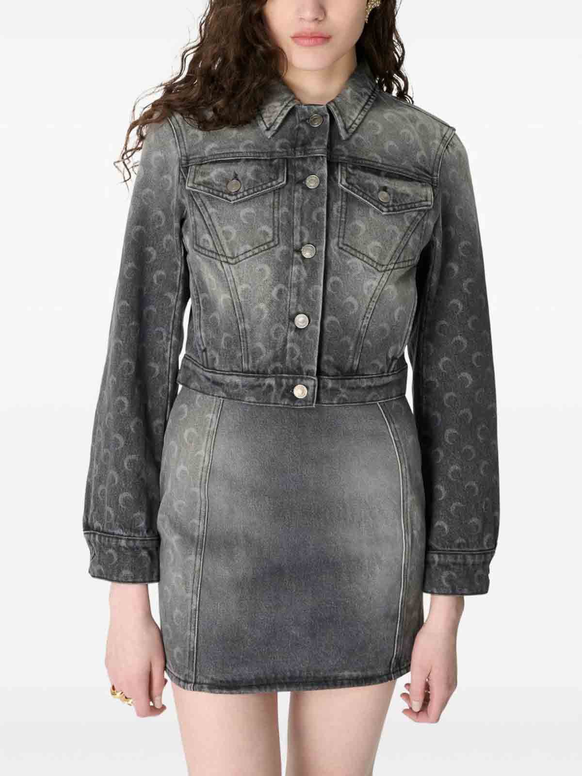 Marine Serre Moon Denim Jacket In Gray