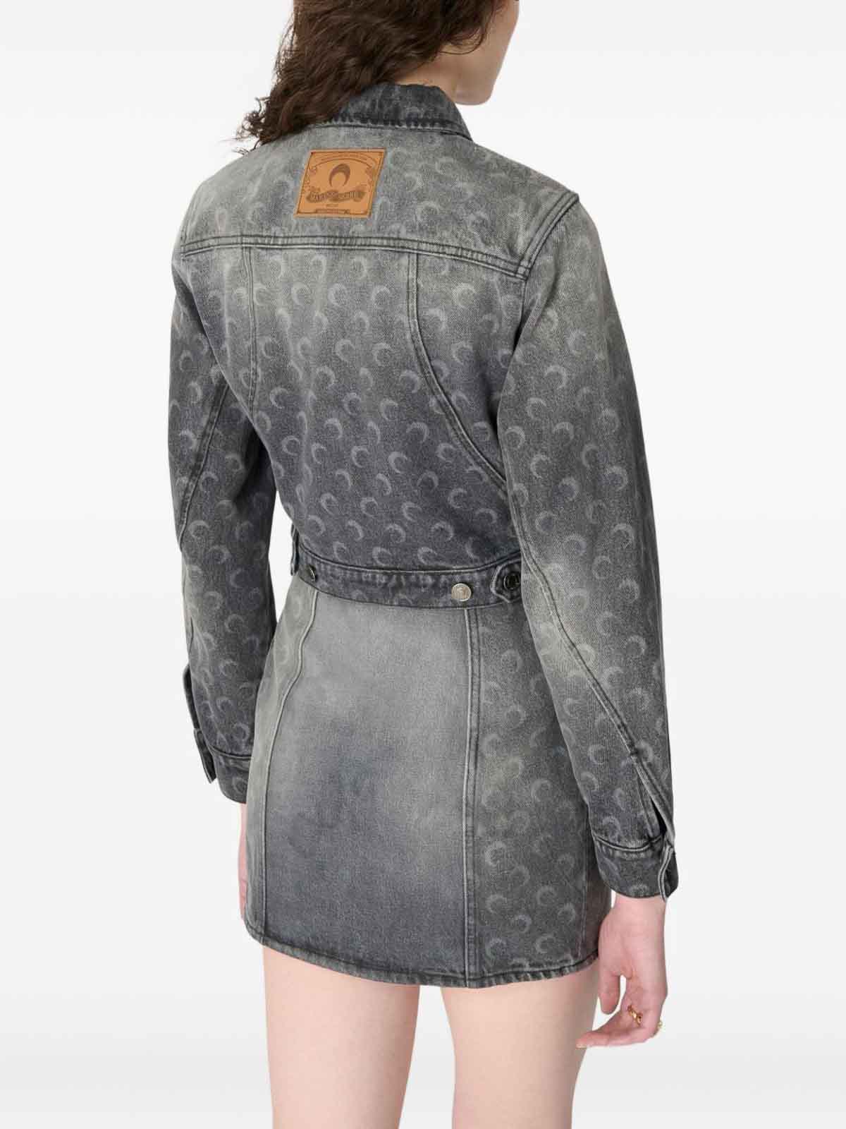 Marine Serre Moon Denim Jacket In Gray