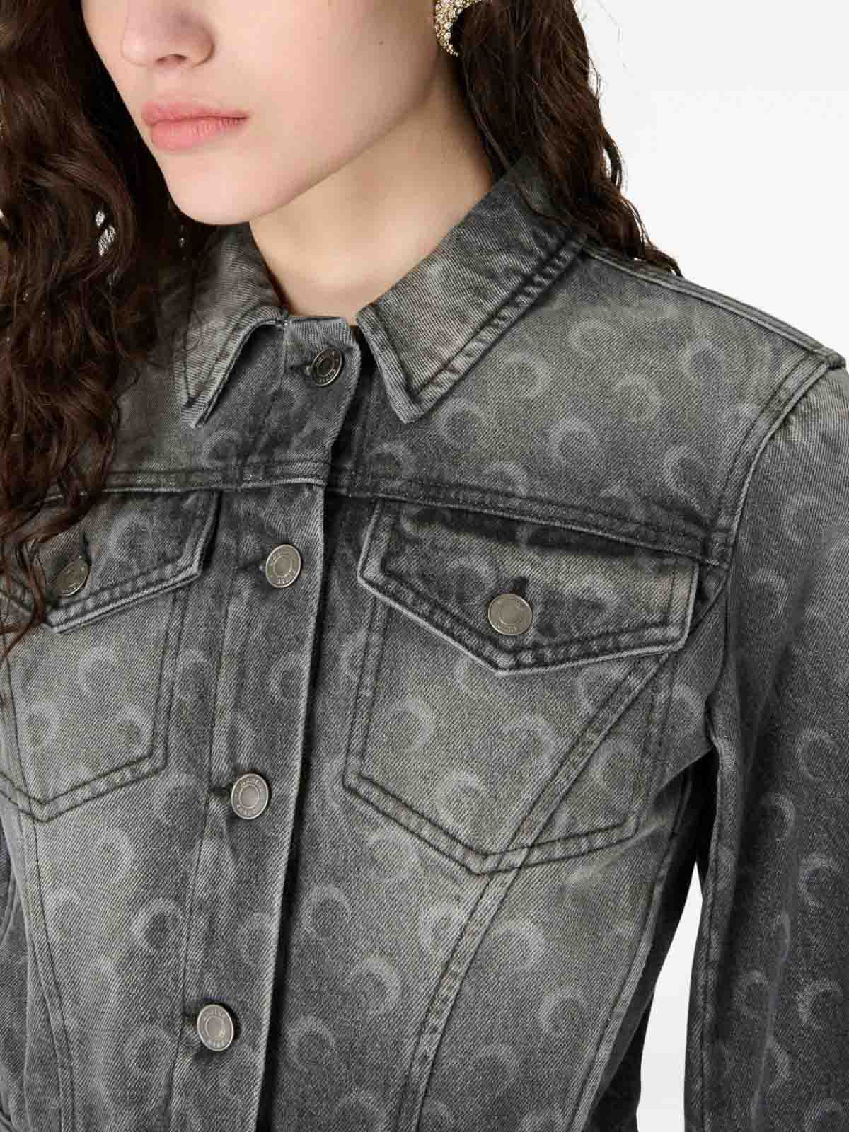 Marine Serre Moon Denim Jacket In Gray