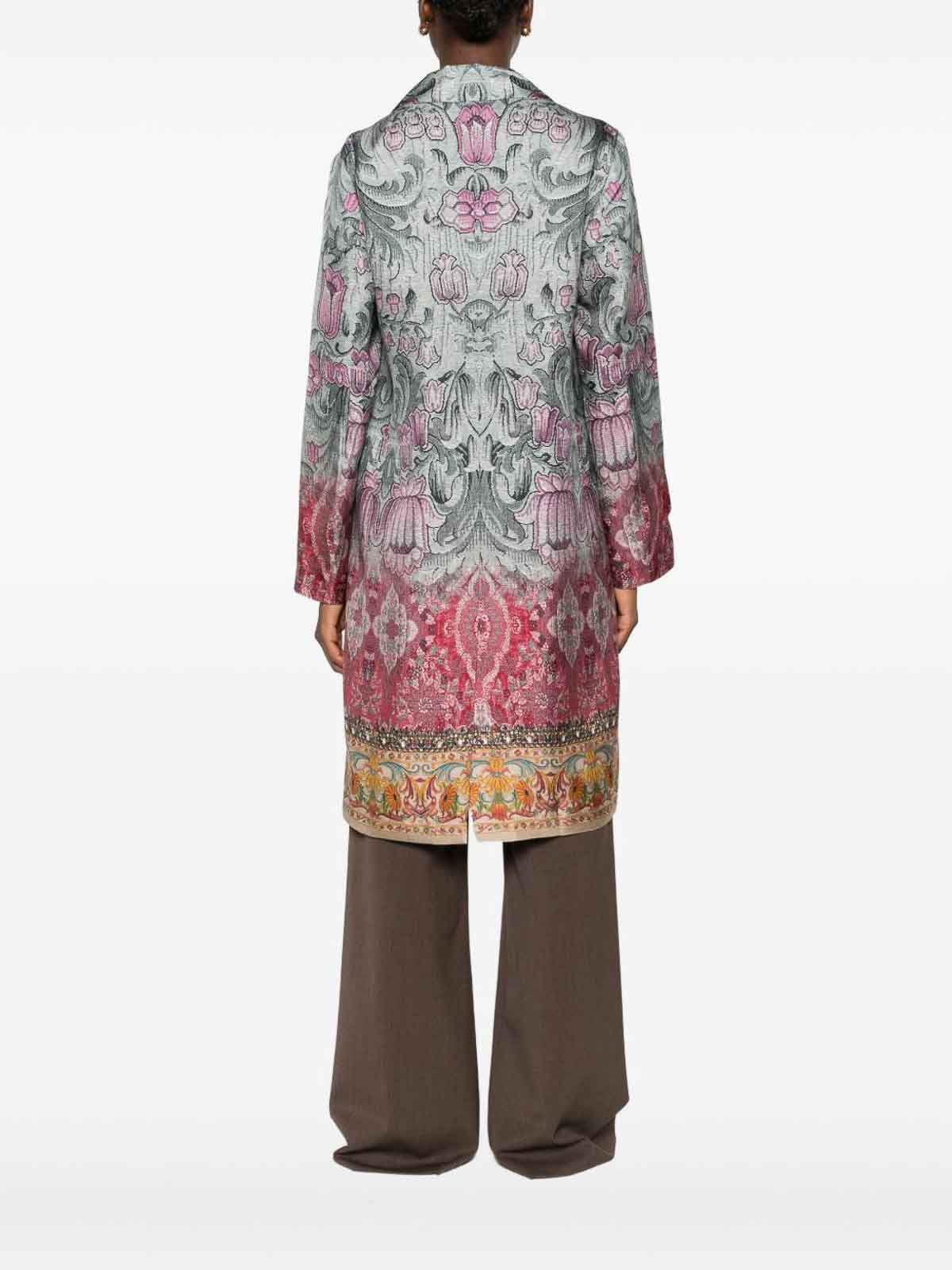 Pierre-louis Mascia Silk Printed Single-breasted Coat In Multi