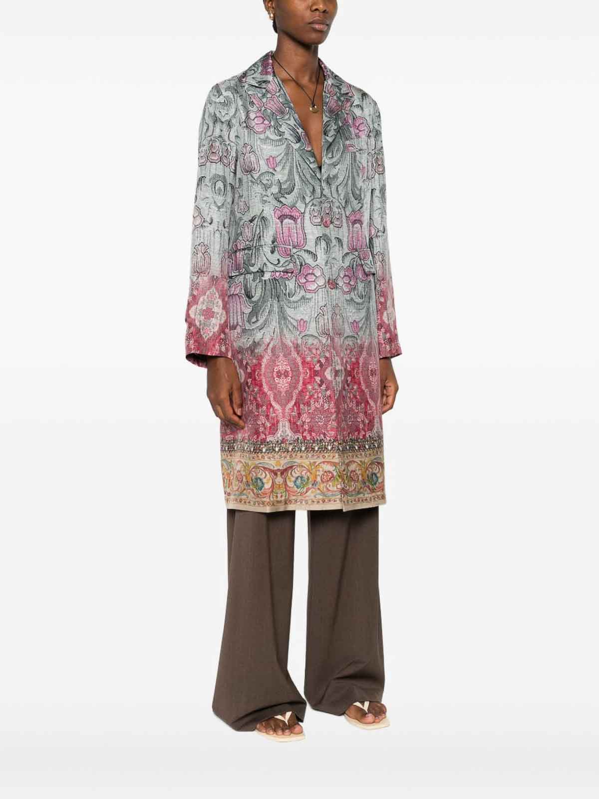 Pierre-louis Mascia Silk Printed Single-breasted Coat In Multi