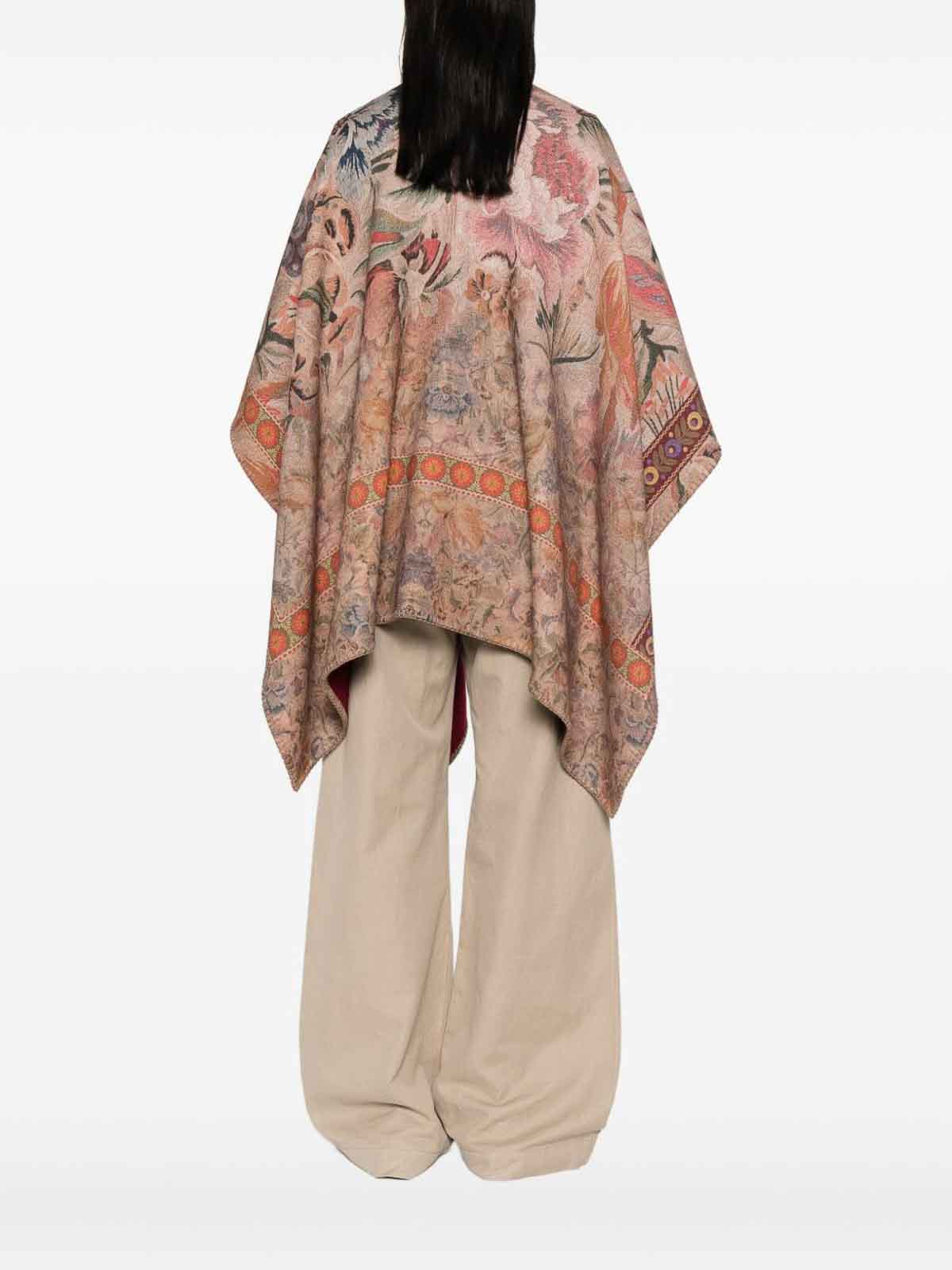 Pierre-louis Mascia Wool Printed Poncho In Red