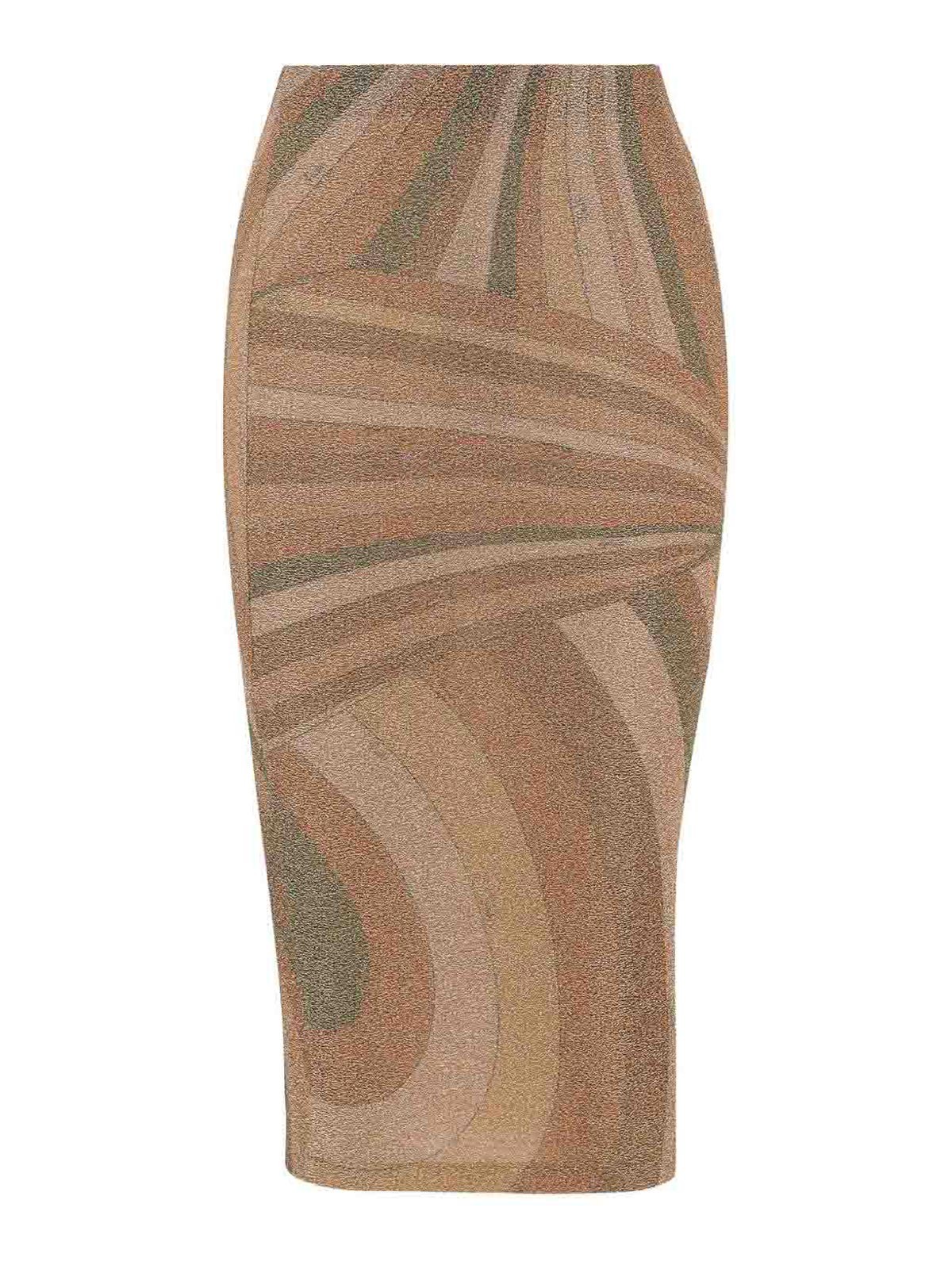 Pucci Printed Midi Skirt In Brown
