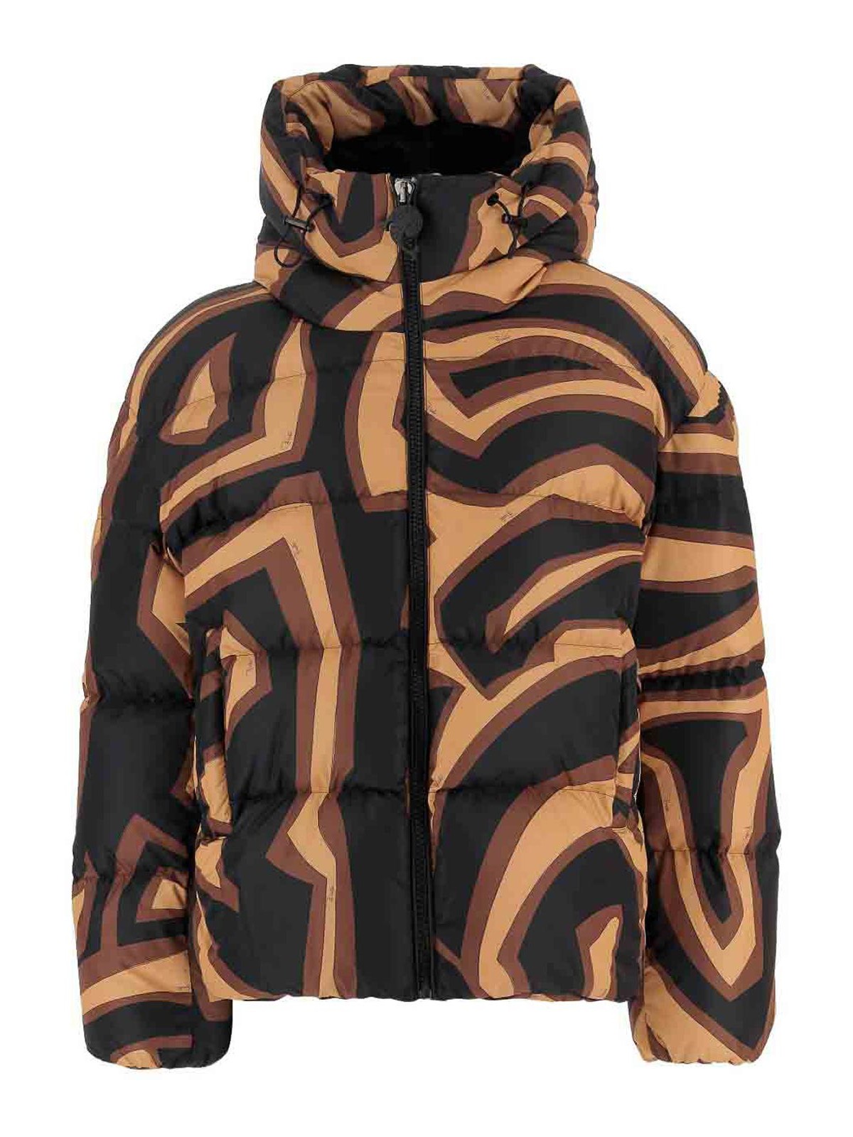 Pucci Printed Nylon Down Jacket In Brown
