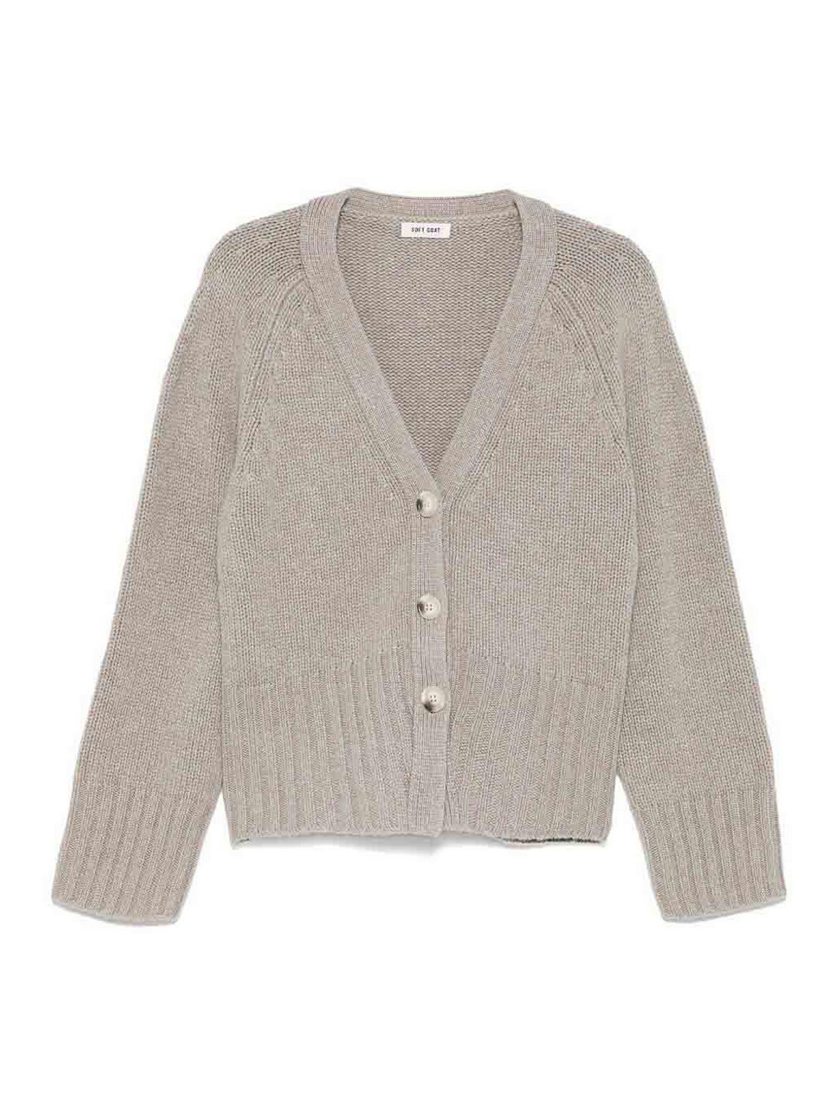 Soft Goat Cashmere V-necked Cardigan In Gray
