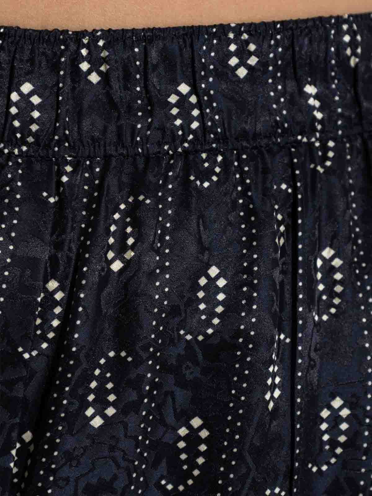 Tory Burch Jacquard Silk Trousers In Blue