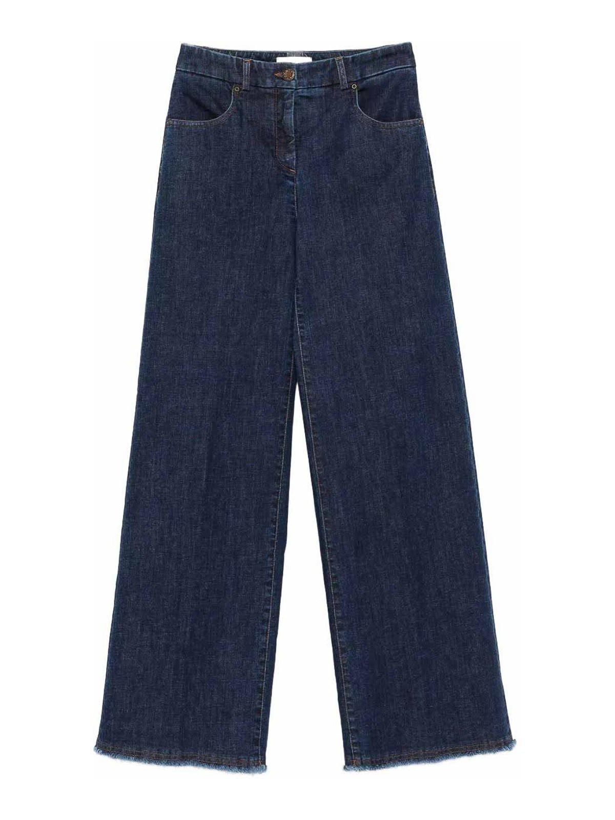 Via Masini 80 Cotton Wide-leg Trousers In Blue
