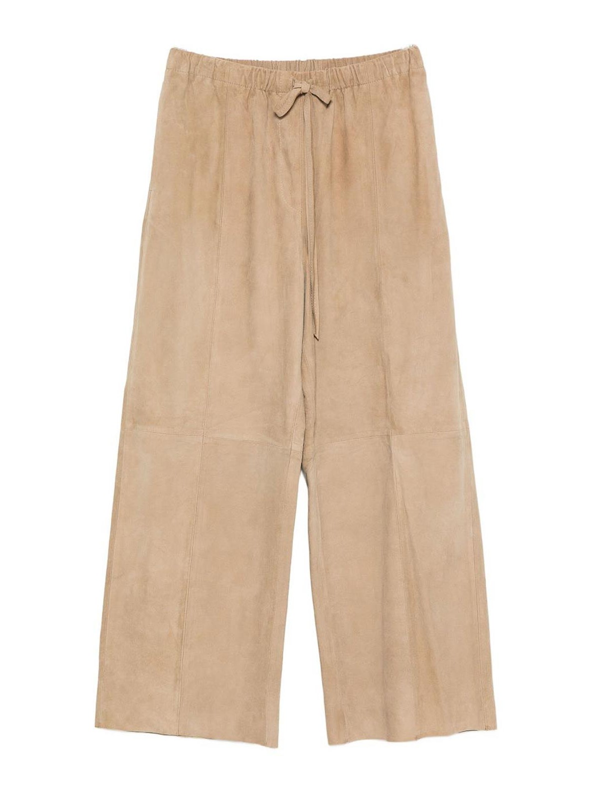 Alysi Suede Leather Trousers In Sand