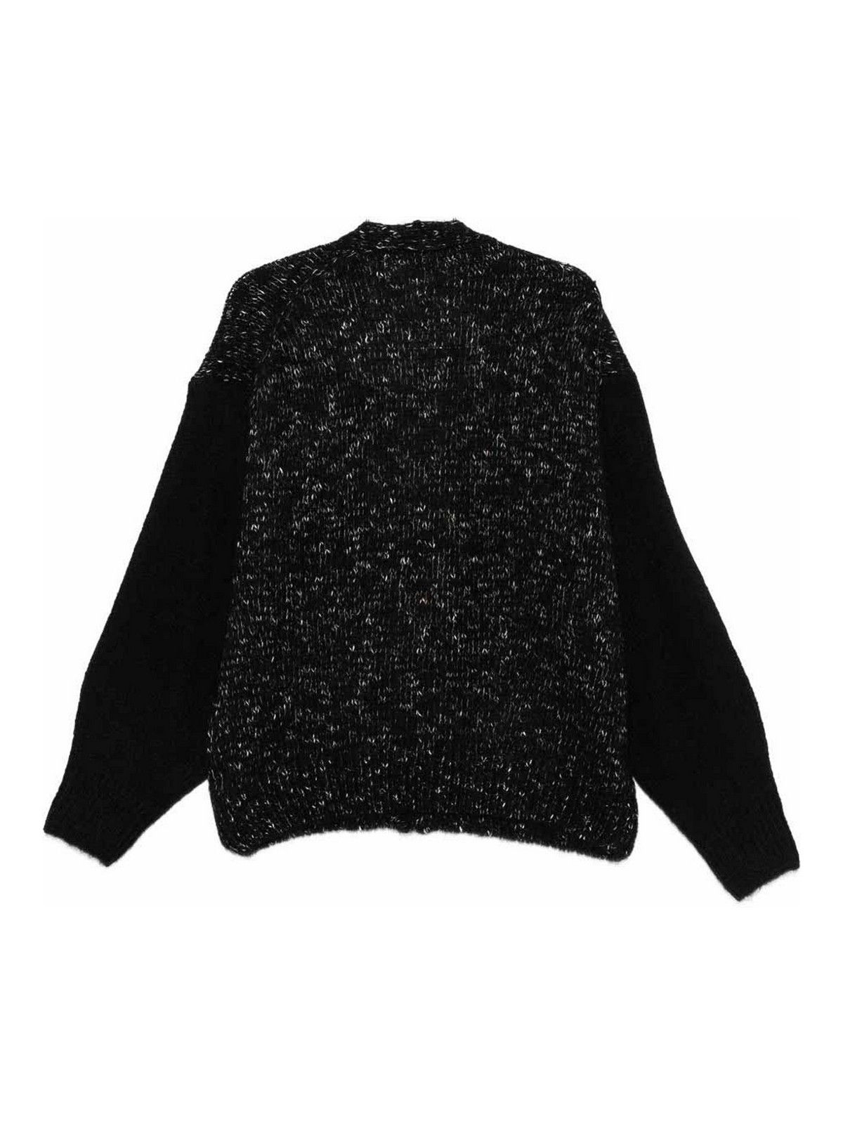 Alysi Wool And Cotton Blend Cardigan In Black