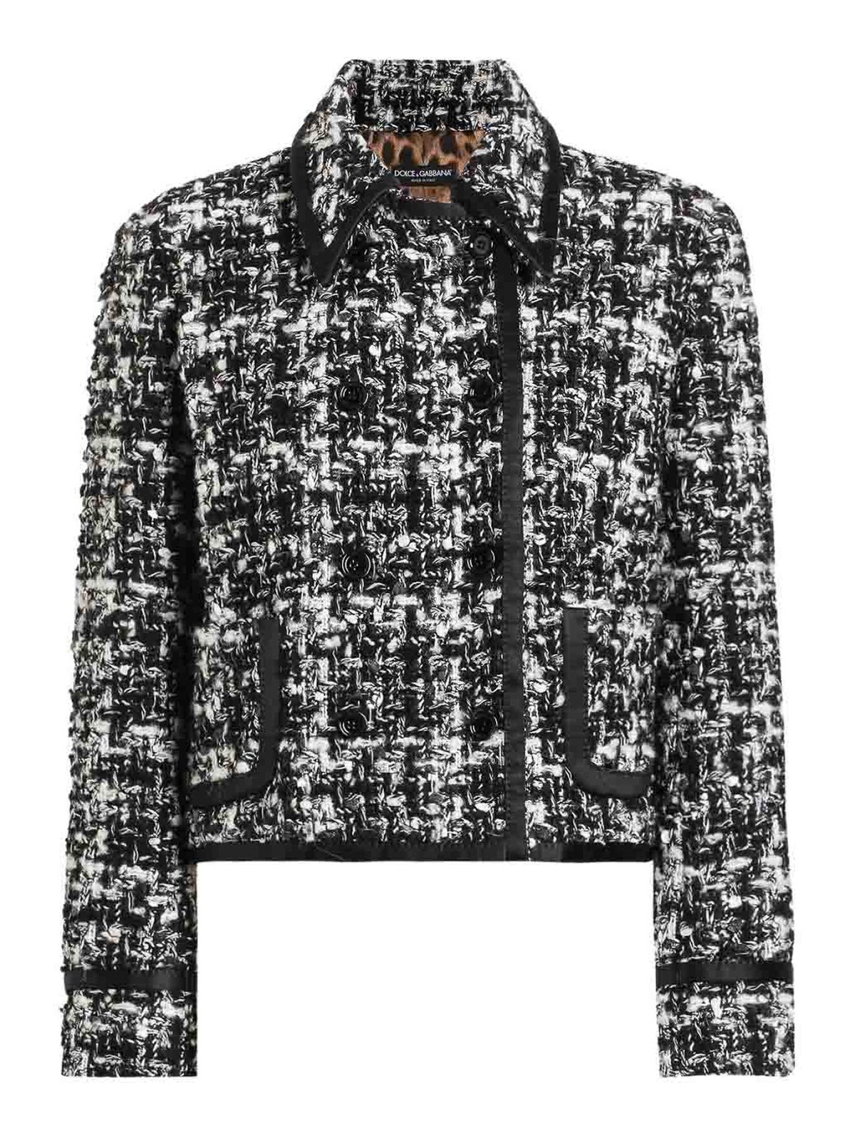 Dolce & Gabbana Wool Blend Tweed Jacket In Gray