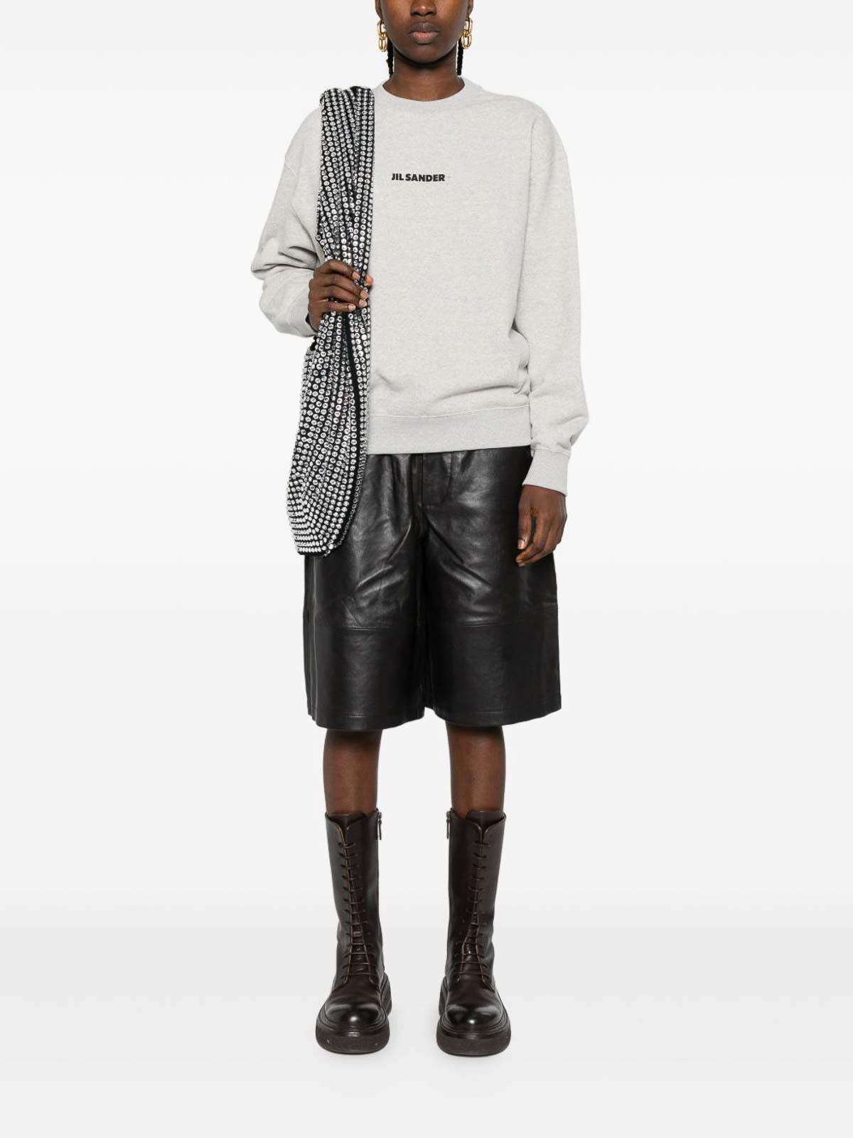 Jil Sander Logo Cotton Crewneck Sweatshirt In Green