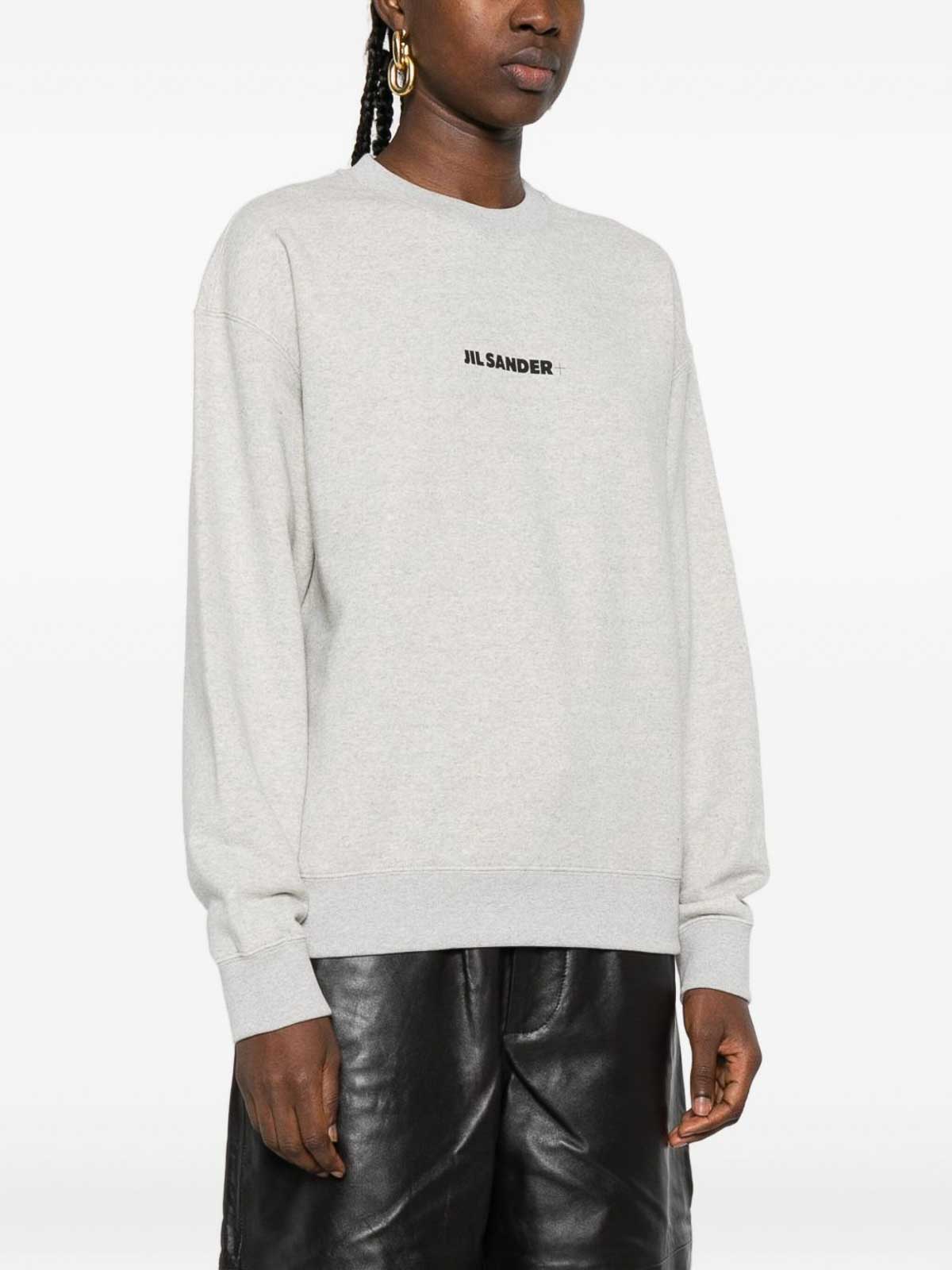 Jil Sander Logo Cotton Crewneck Sweatshirt In Green