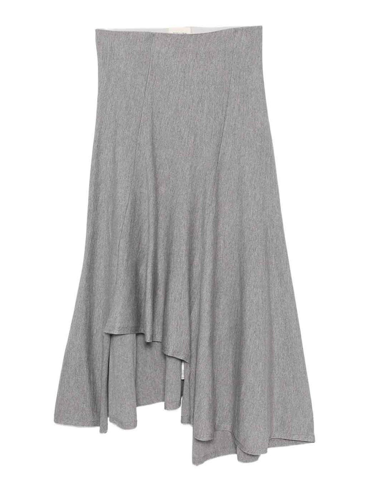 Khaite Miranda Wool Midi Skirt In Gray