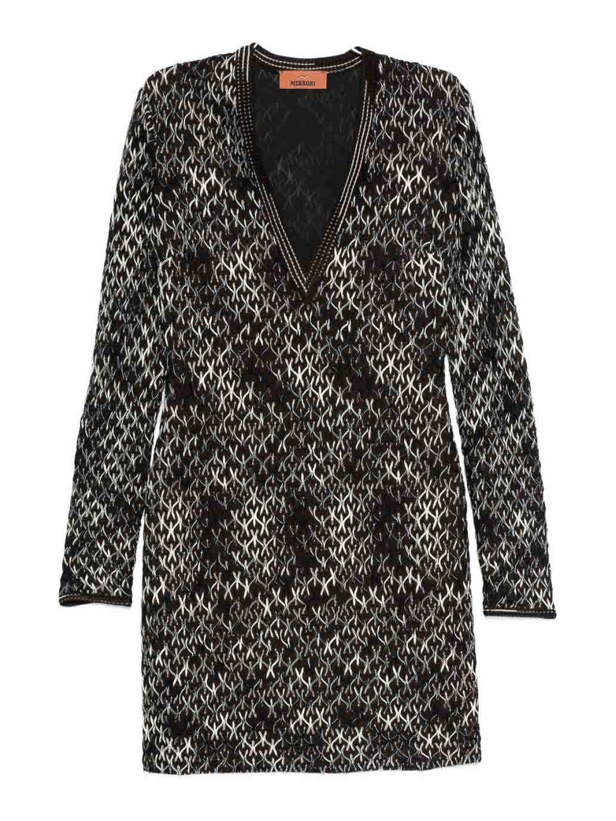 Missoni Wool Blend Short Dress In Brown