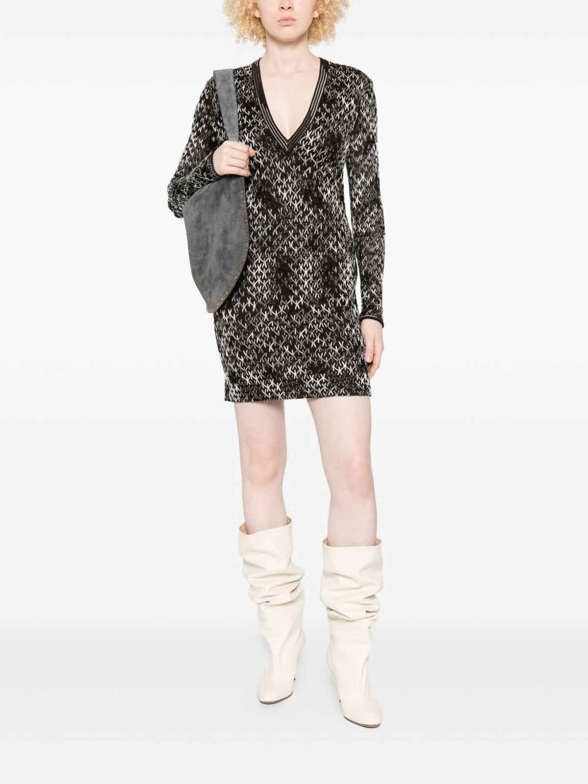 Missoni Wool Blend Short Dress In Brown