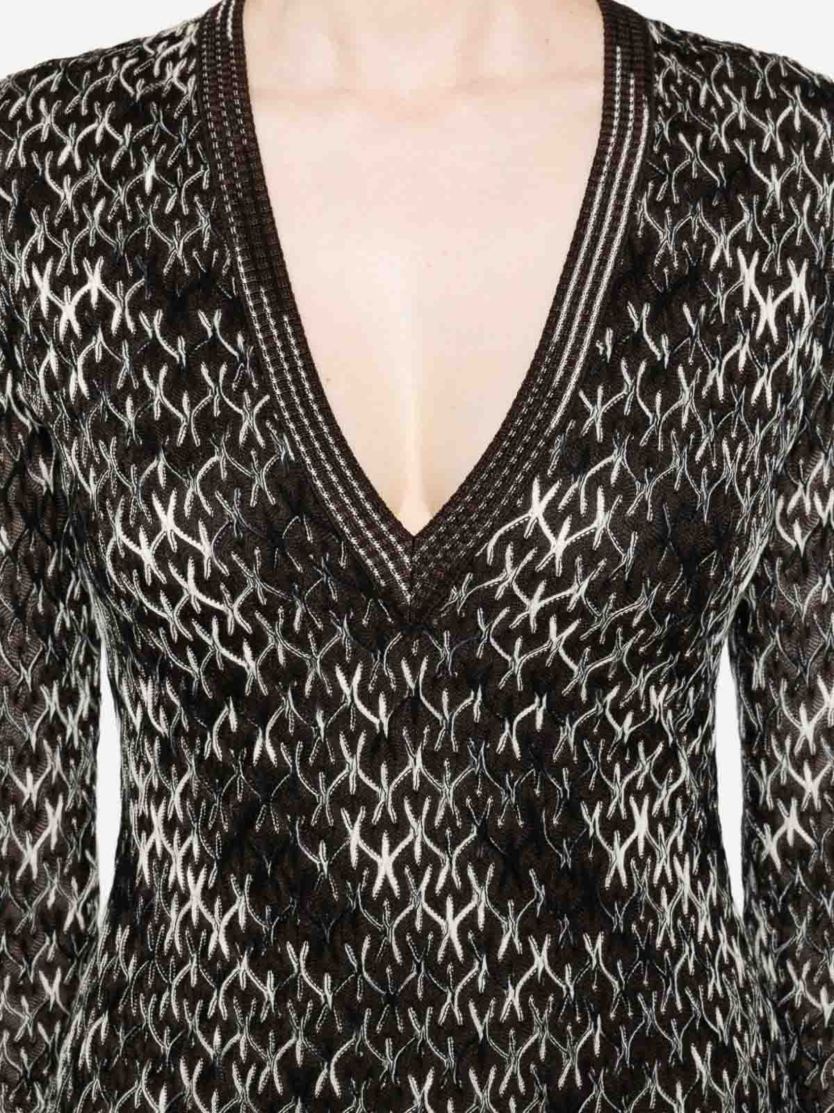 Missoni Wool Blend Short Dress In Brown