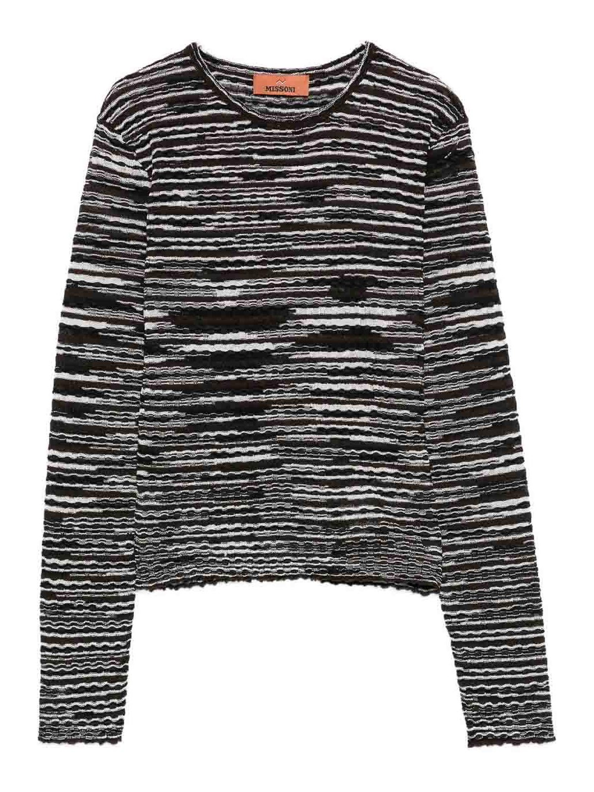 Missoni Wool Blend Crewneck Sweater In Brown