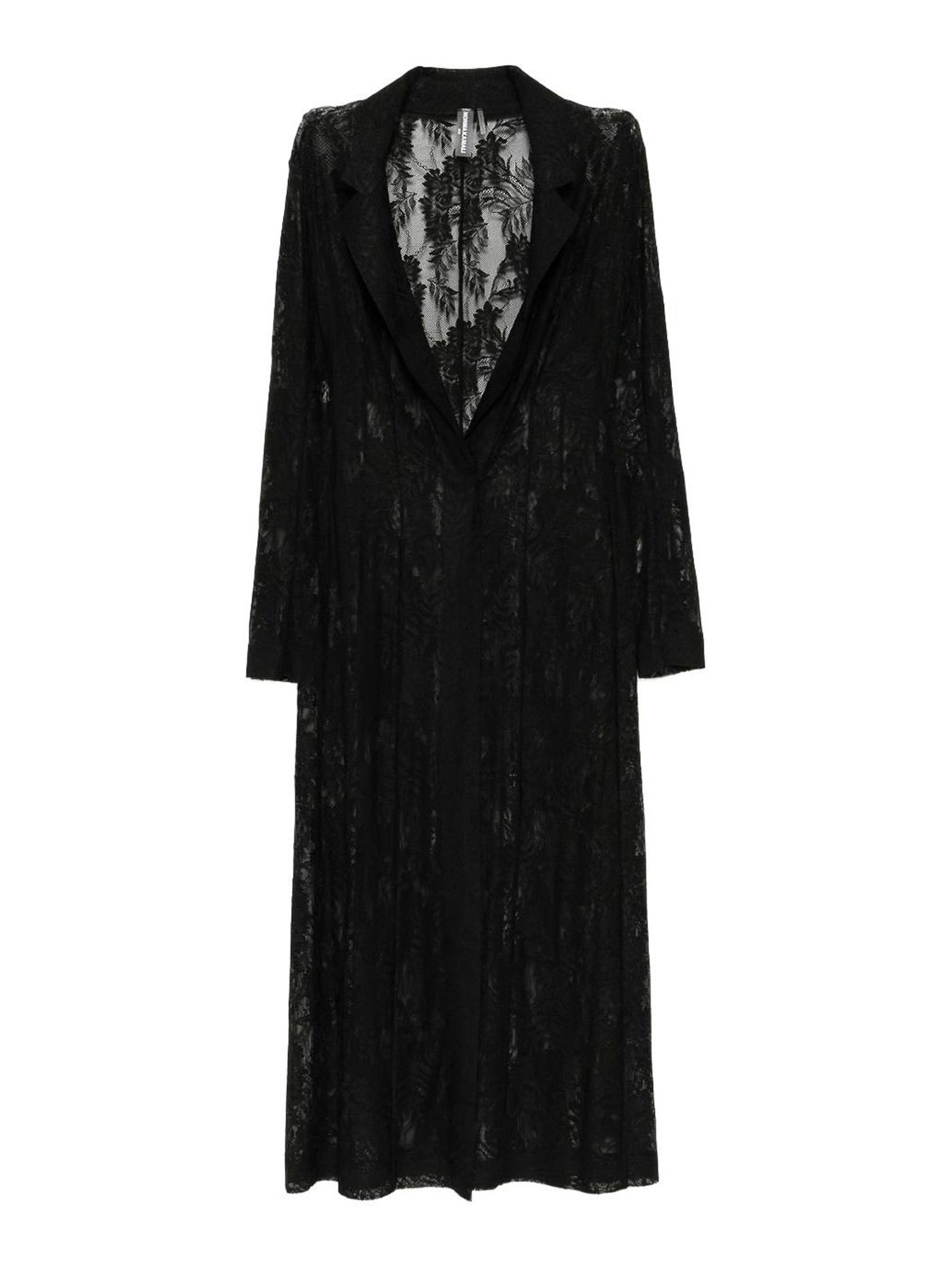 Norma Kamali Lace Long Coat In Black
