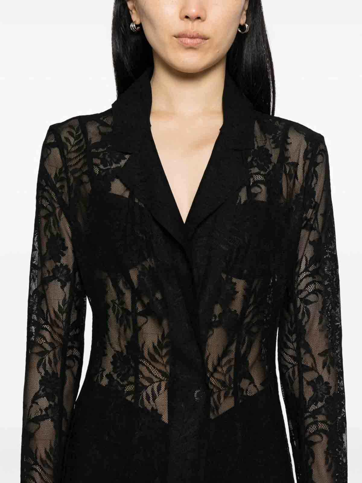 Norma Kamali Lace Long Coat In Black