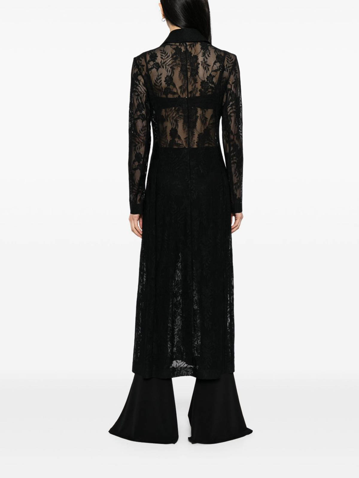 Norma Kamali Lace Long Coat In Black