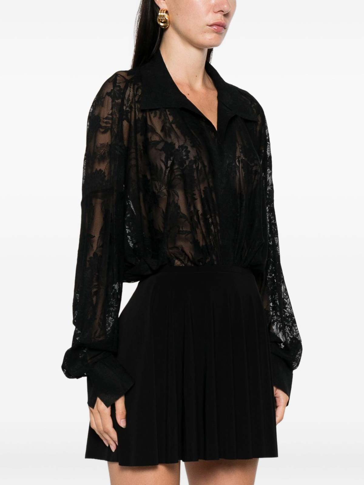 Norma Kamali Lace Overszied Bodysuit In Black