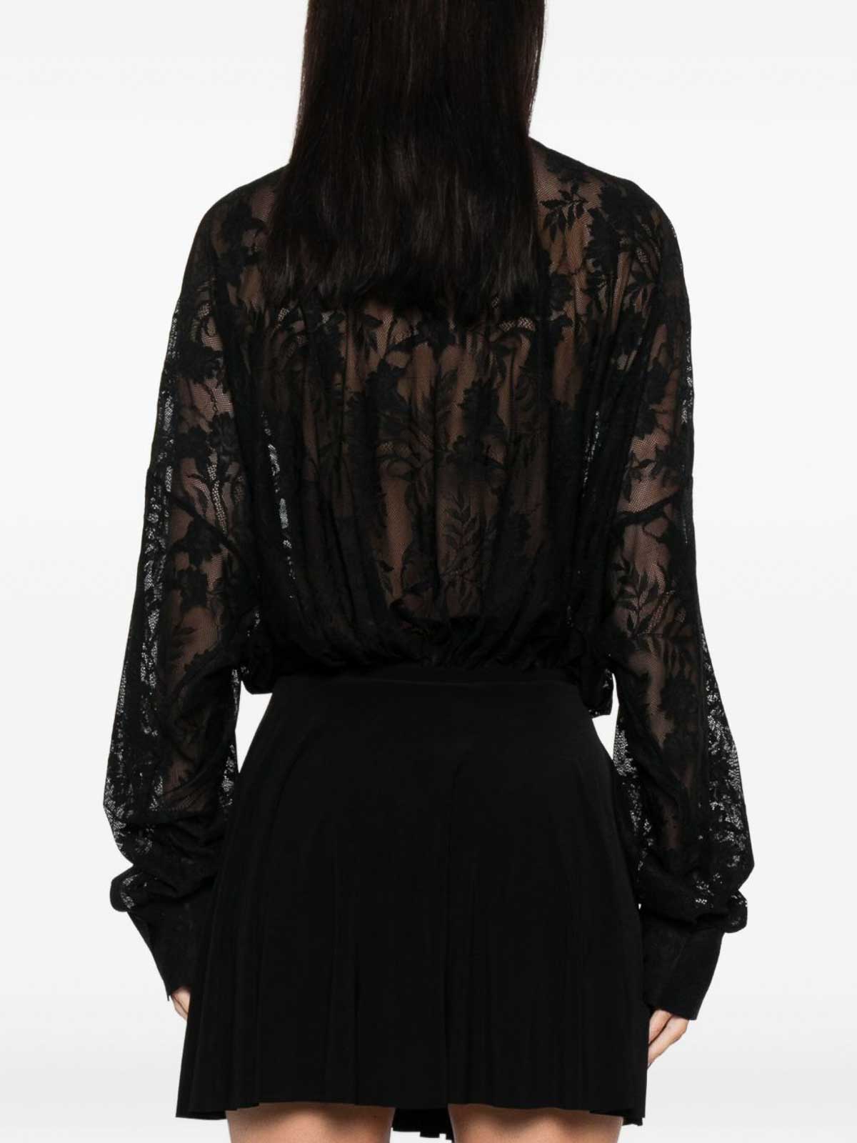 Norma Kamali Lace Overszied Bodysuit In Black