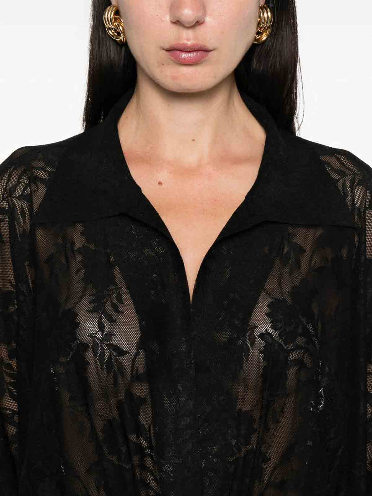 Norma Kamali Lace Overszied Bodysuit In Black