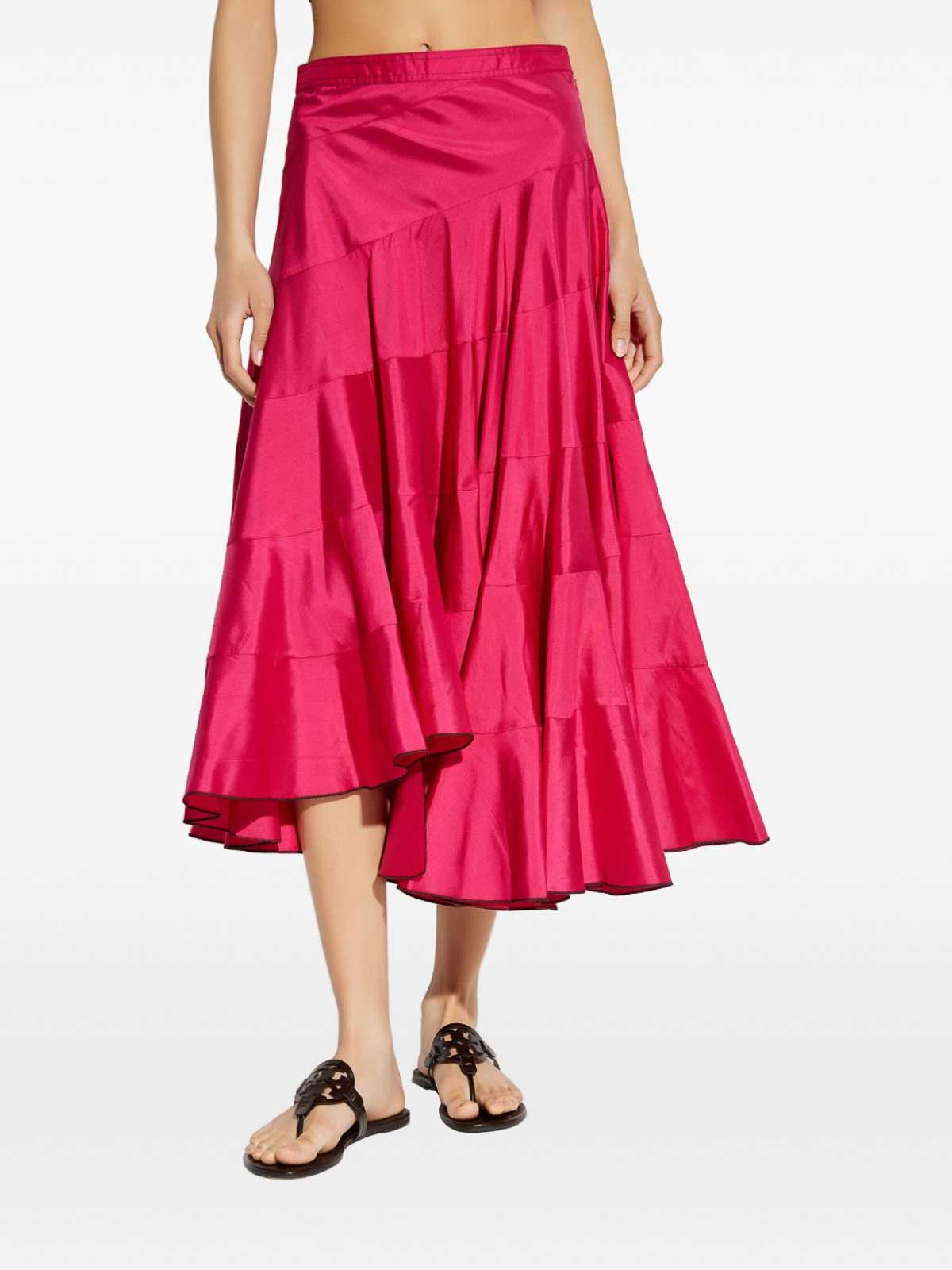 Tory Burch Silk Flared Midi Skirt In Multi